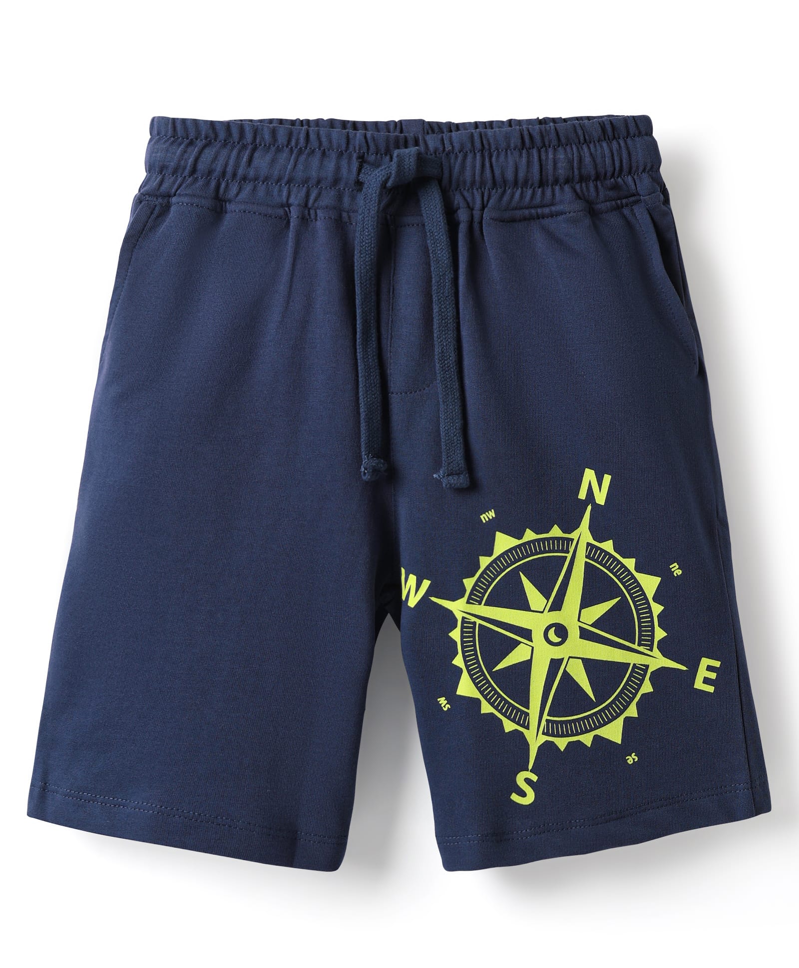 Pine Kids Looper Knit Above Knee Length Shorts With Compass Print - Navy Blue-picture-33