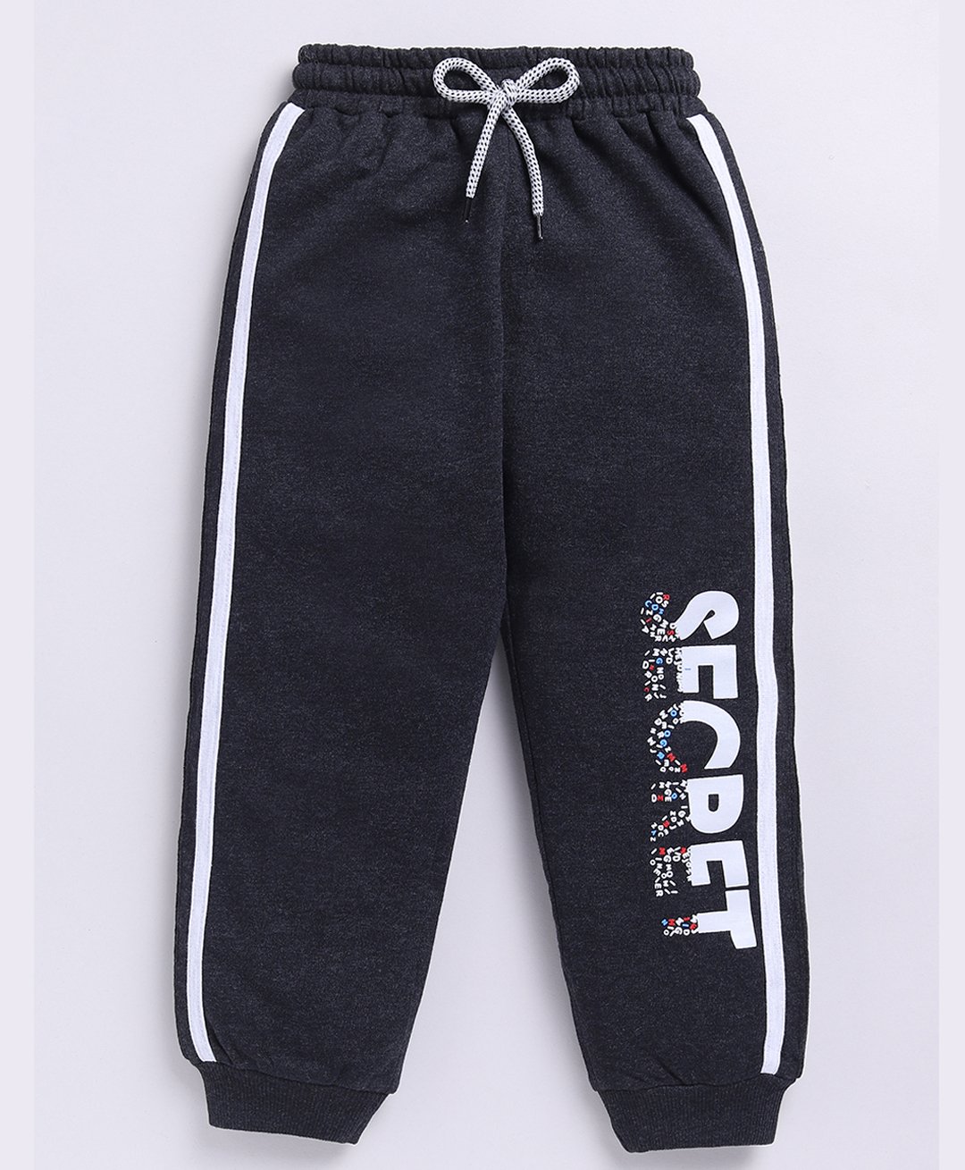 Kidcity Cotton Looper Secret Text Printed Joggers - Black-picture-17