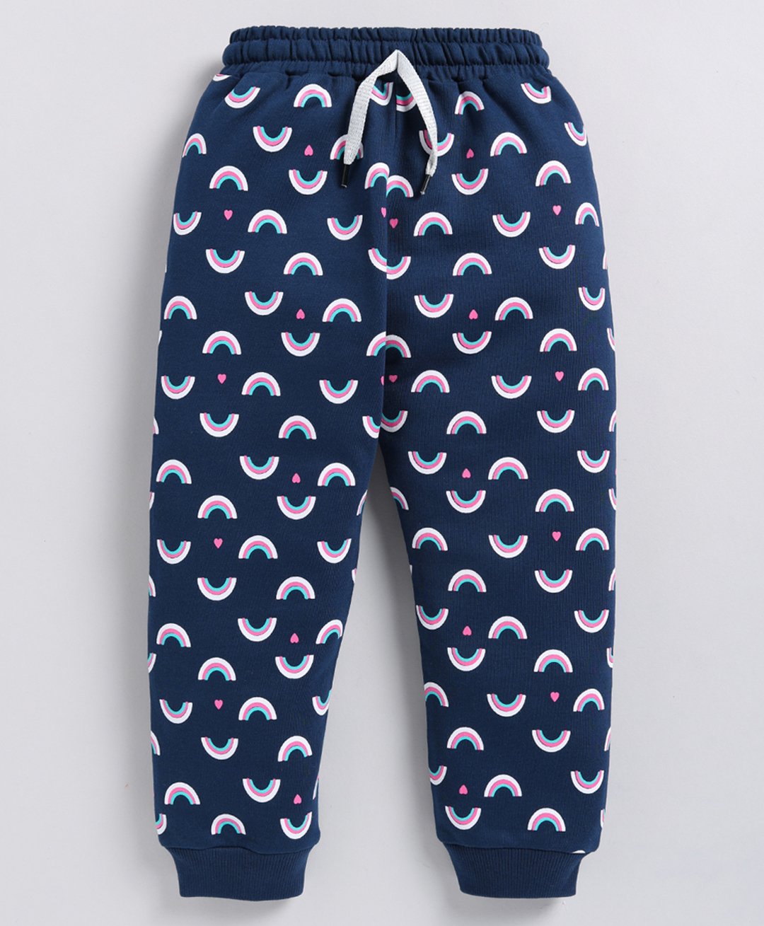 Kidcity Cotton Looper Hearts & Rainbows Printed Joggers - Airforce Blue-picture-17