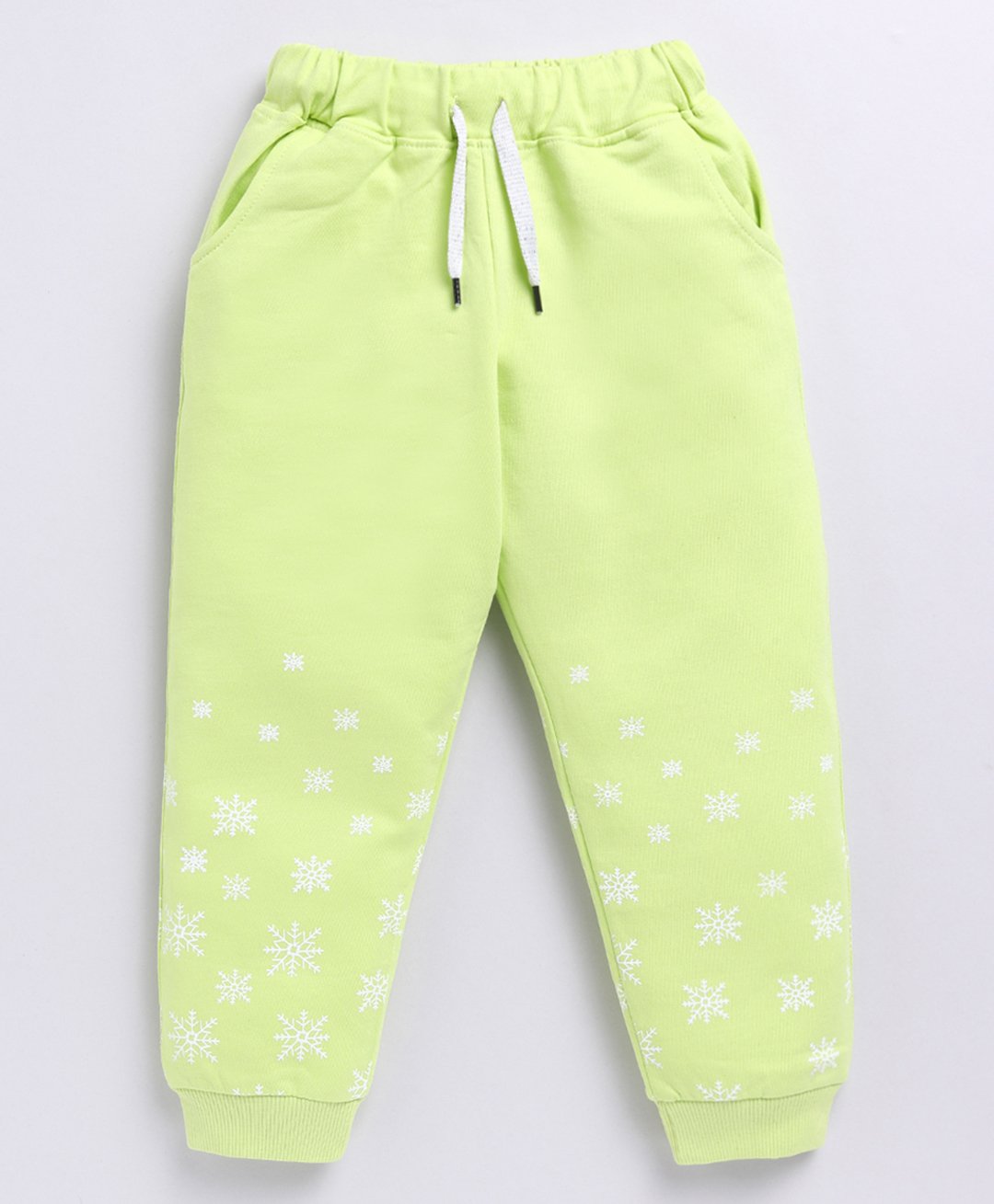 Kidcity Cotton Looper Snowflakes Printed Joggers - Mint-image-27