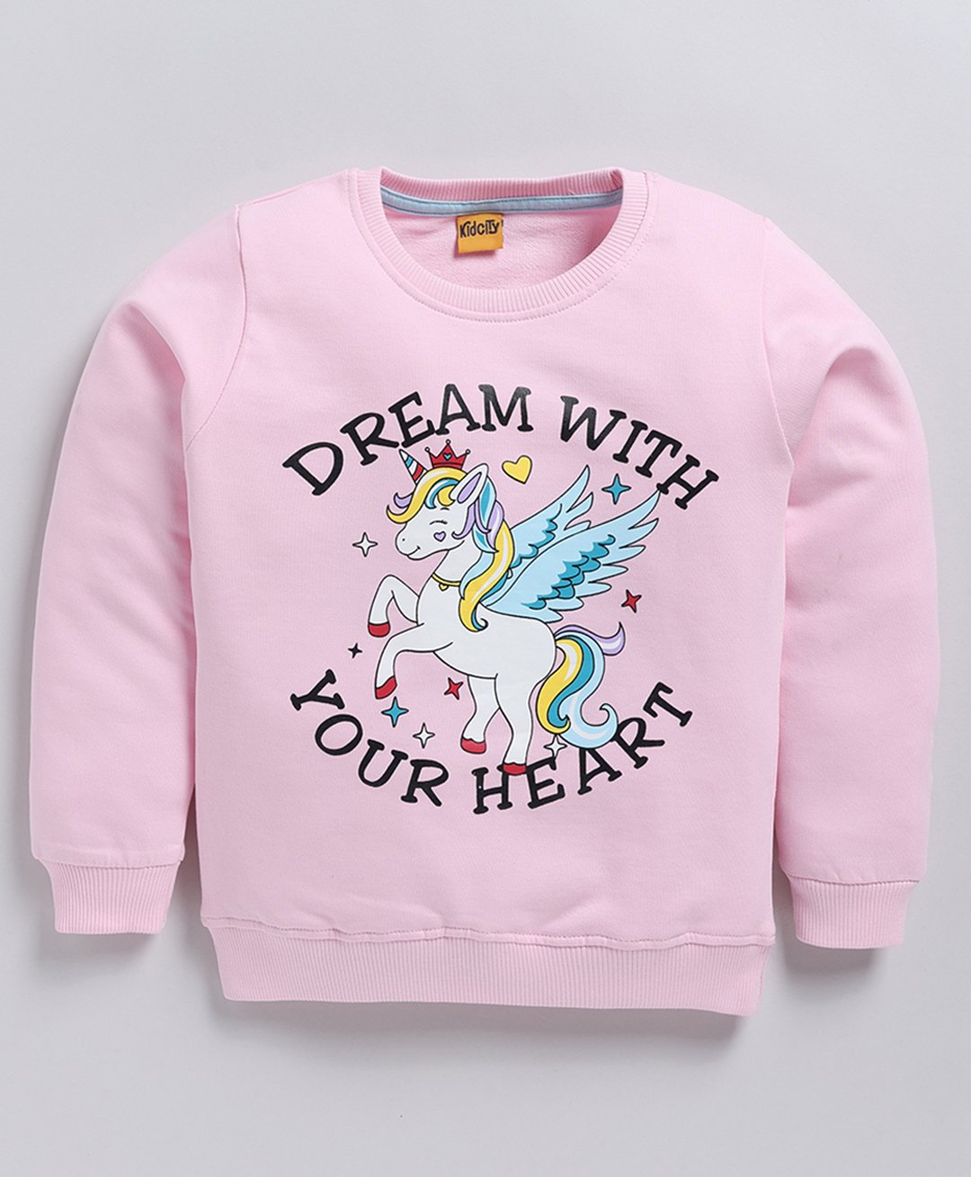 Kidcity Cotton Looper Full Sleeves Unicorn Printed Sweatshirt - Pink-picture-24