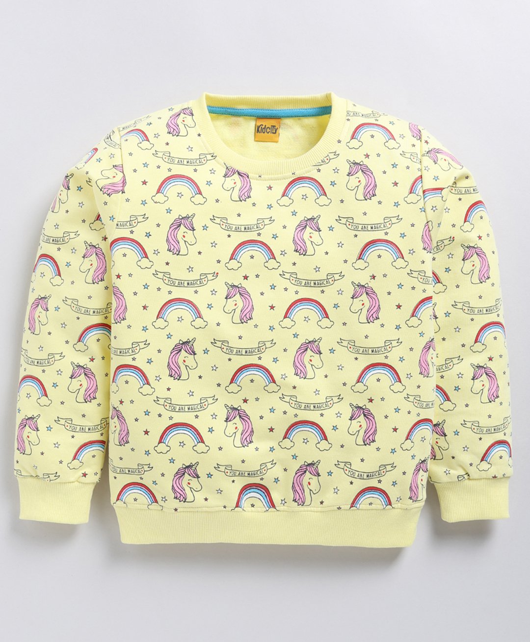 Kidcity Cotton Looper Full Sleeves Unicorn Printed Sweatshirt - Lemon-picture-26