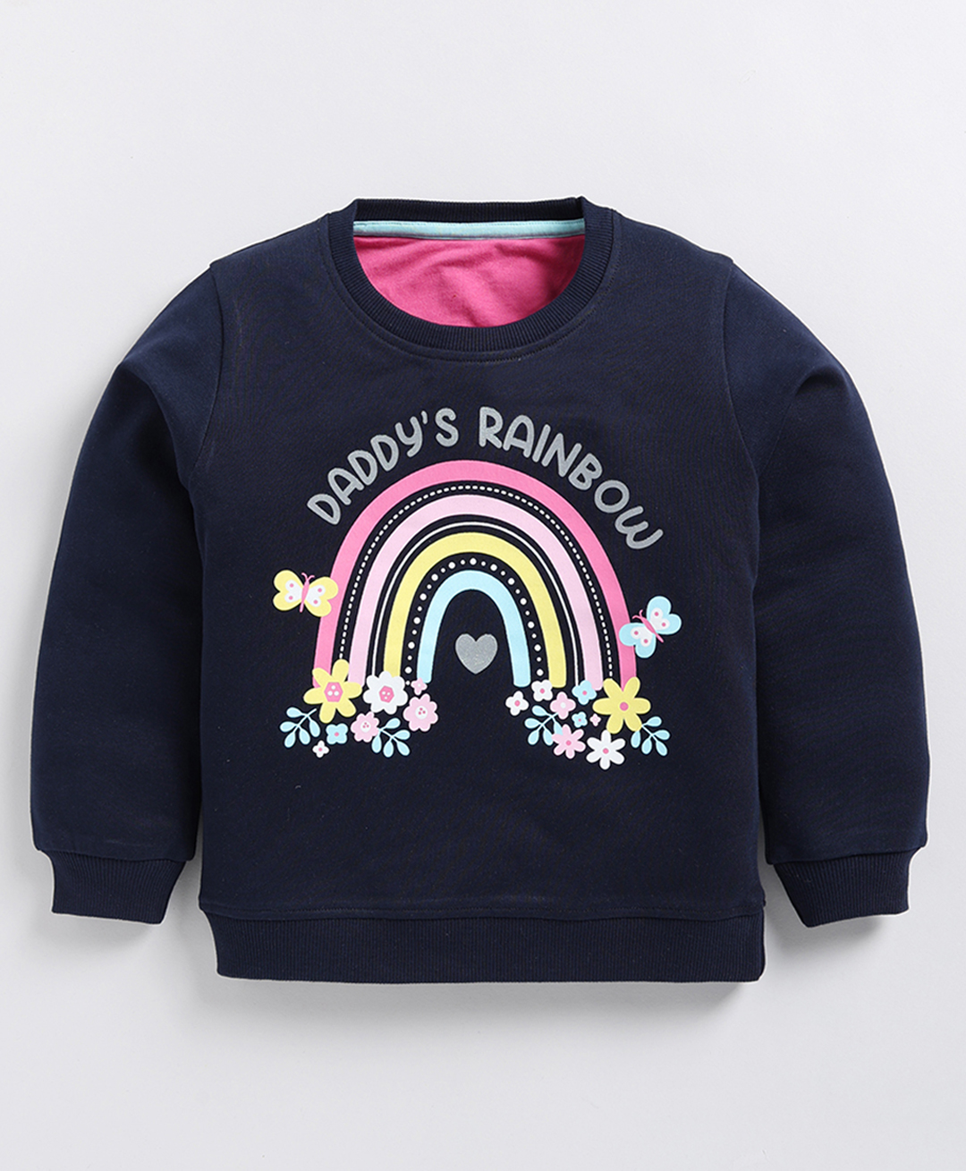Kidcity Cotton Looper Full Sleeves Daddys Rainbow Text Printed Sweatshirt - Navy Blue-picture-28