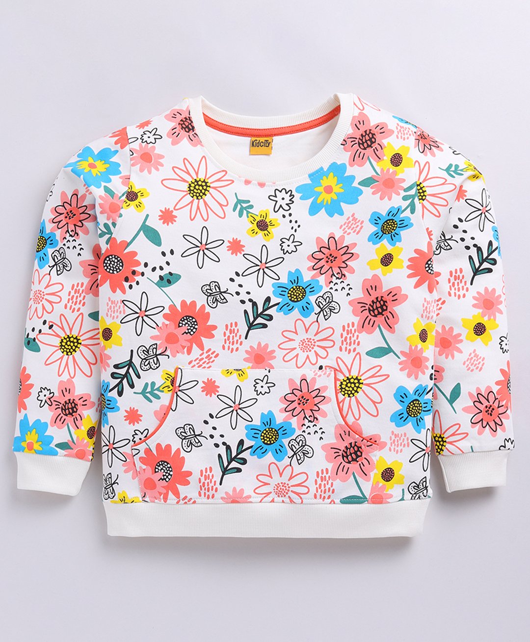 Kidcity Full Sleeves Floral Printed Sweatshirt - Off White-image-46