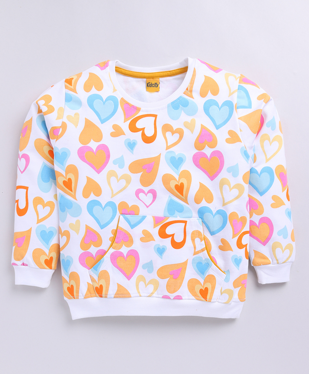 Kidcity Full Sleeves Hearts Printed Sweatshirt - White-picture-21