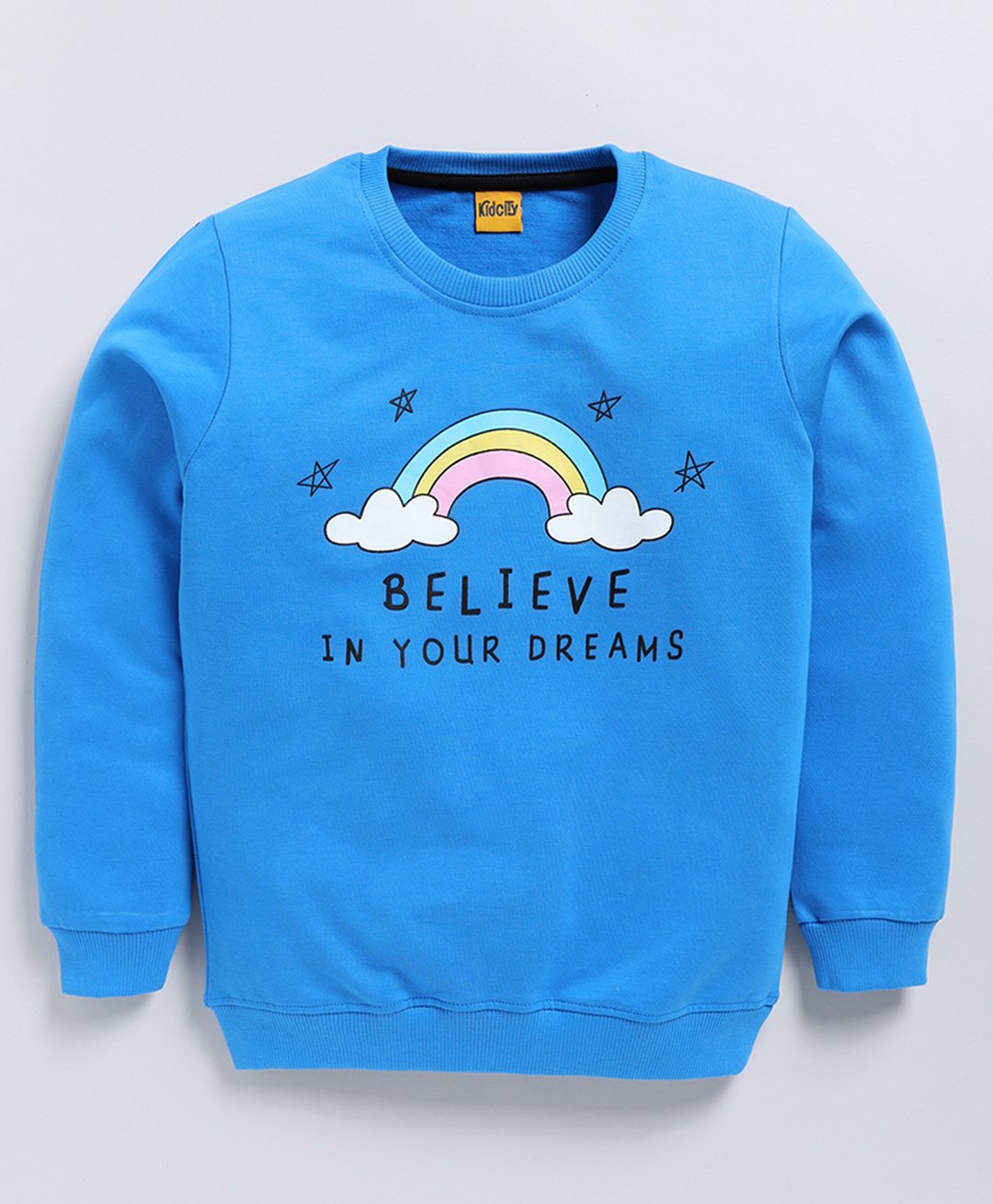 Kidcity Full Sleeves Typography Printed Sweatshirt - Sulphur Blue-image-3