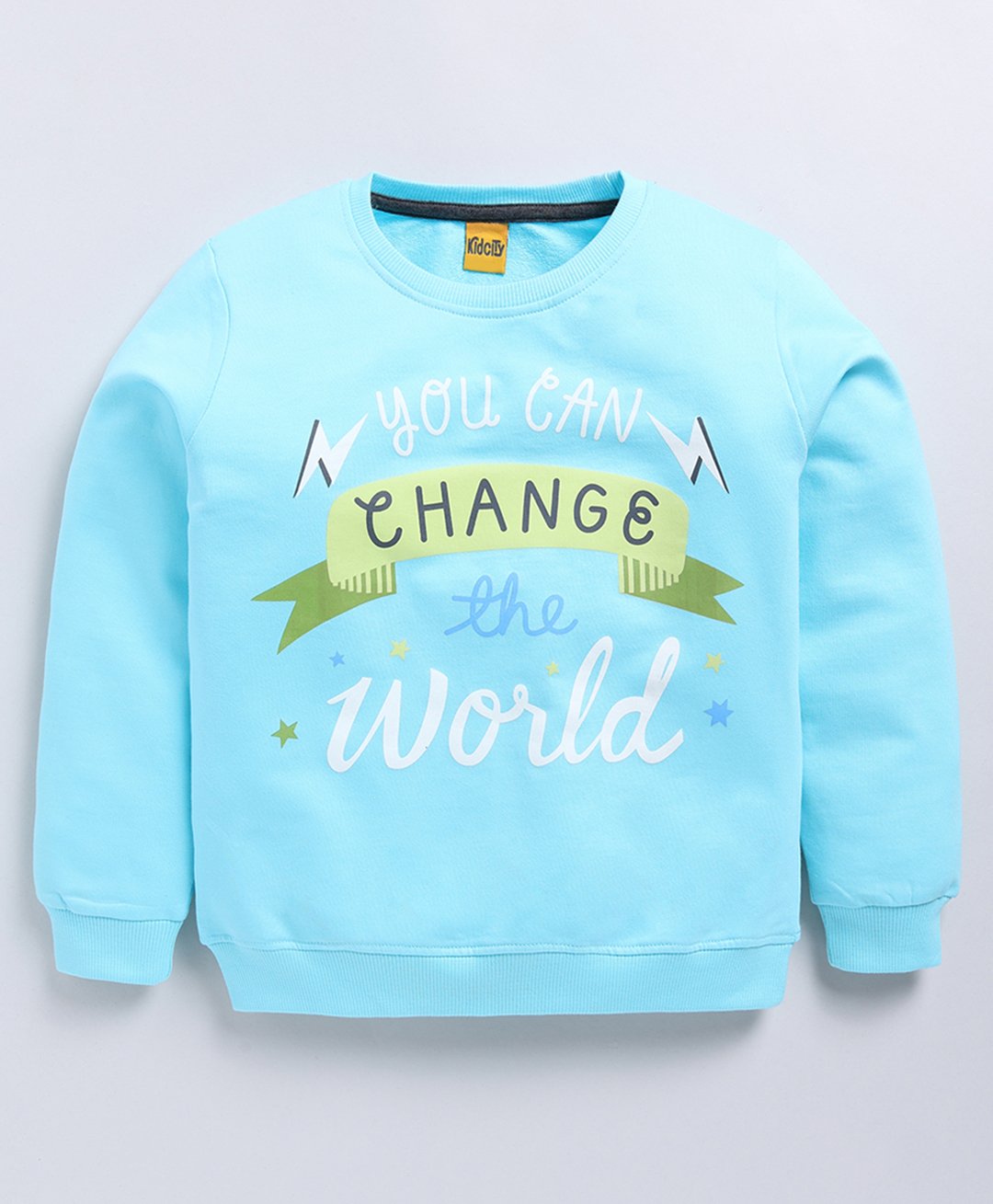 Kidcity Full Sleeves Typography Printed Sweatshirt - Light Firozi Blue-image-10
