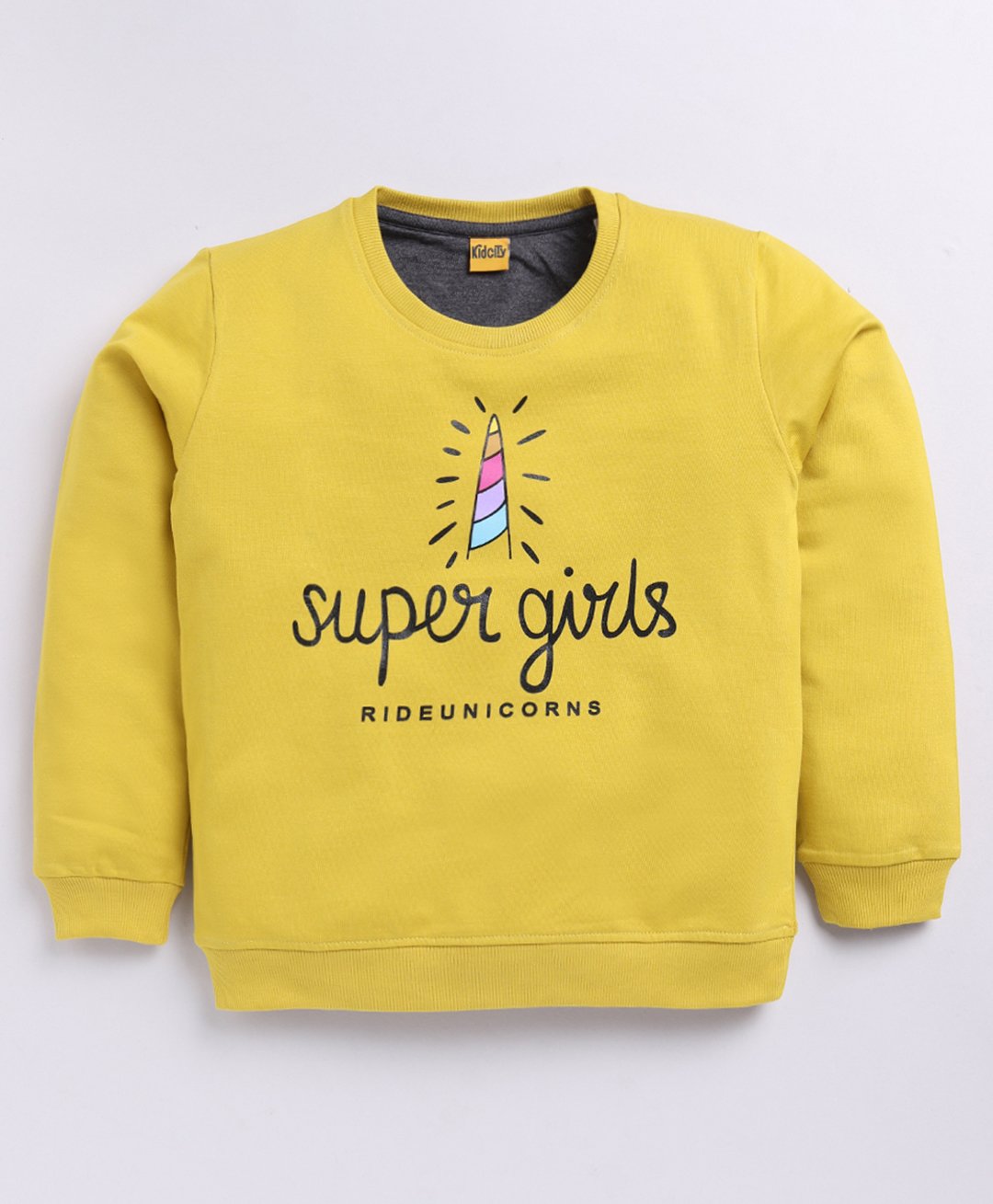 Kidcity Full Sleeves Typography Printed Sweatshirt - Mustard-image-43
