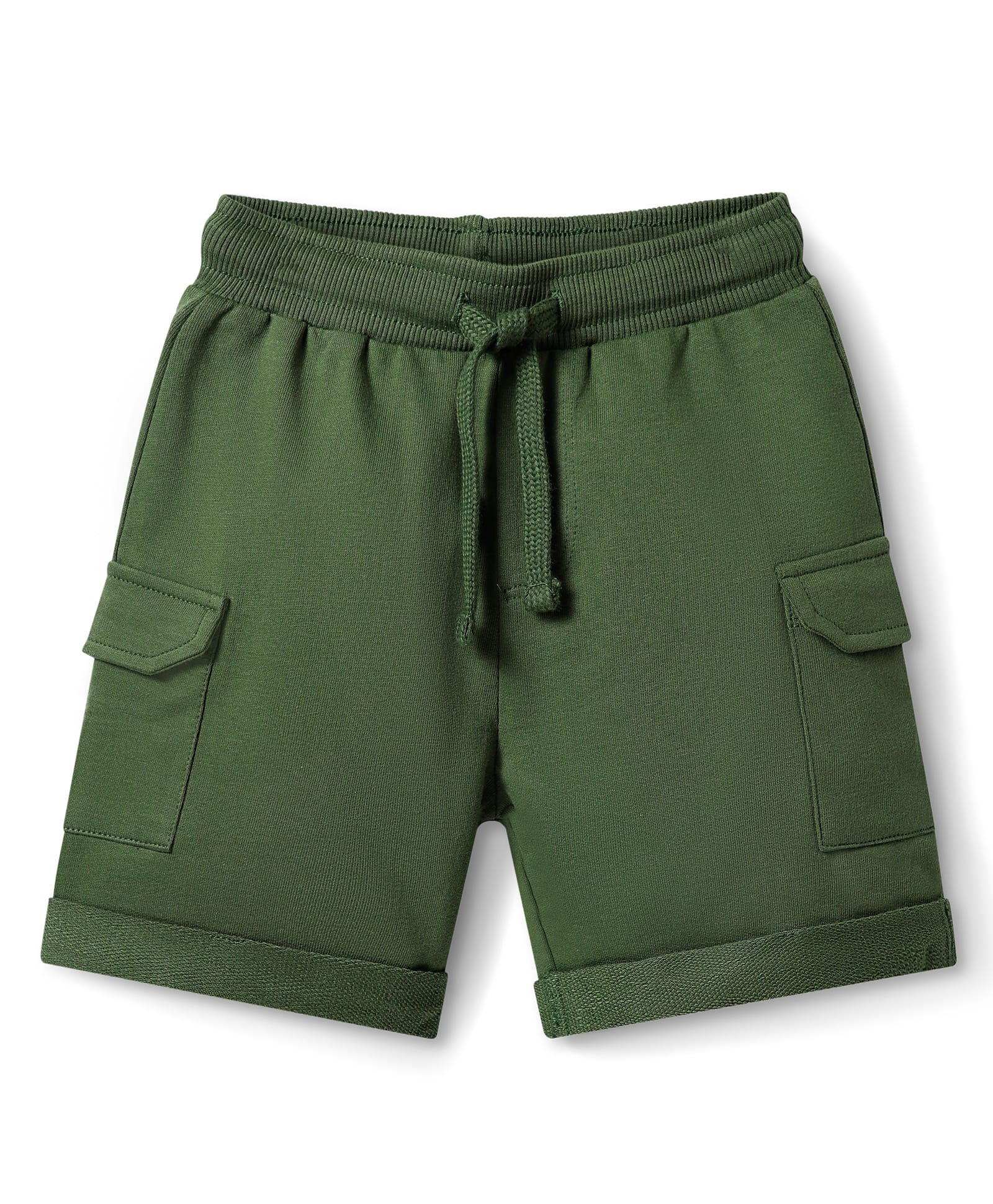 Babyhug Cotton Knit Mid Thigh Length Solid Color Shorts - Green-picture-18