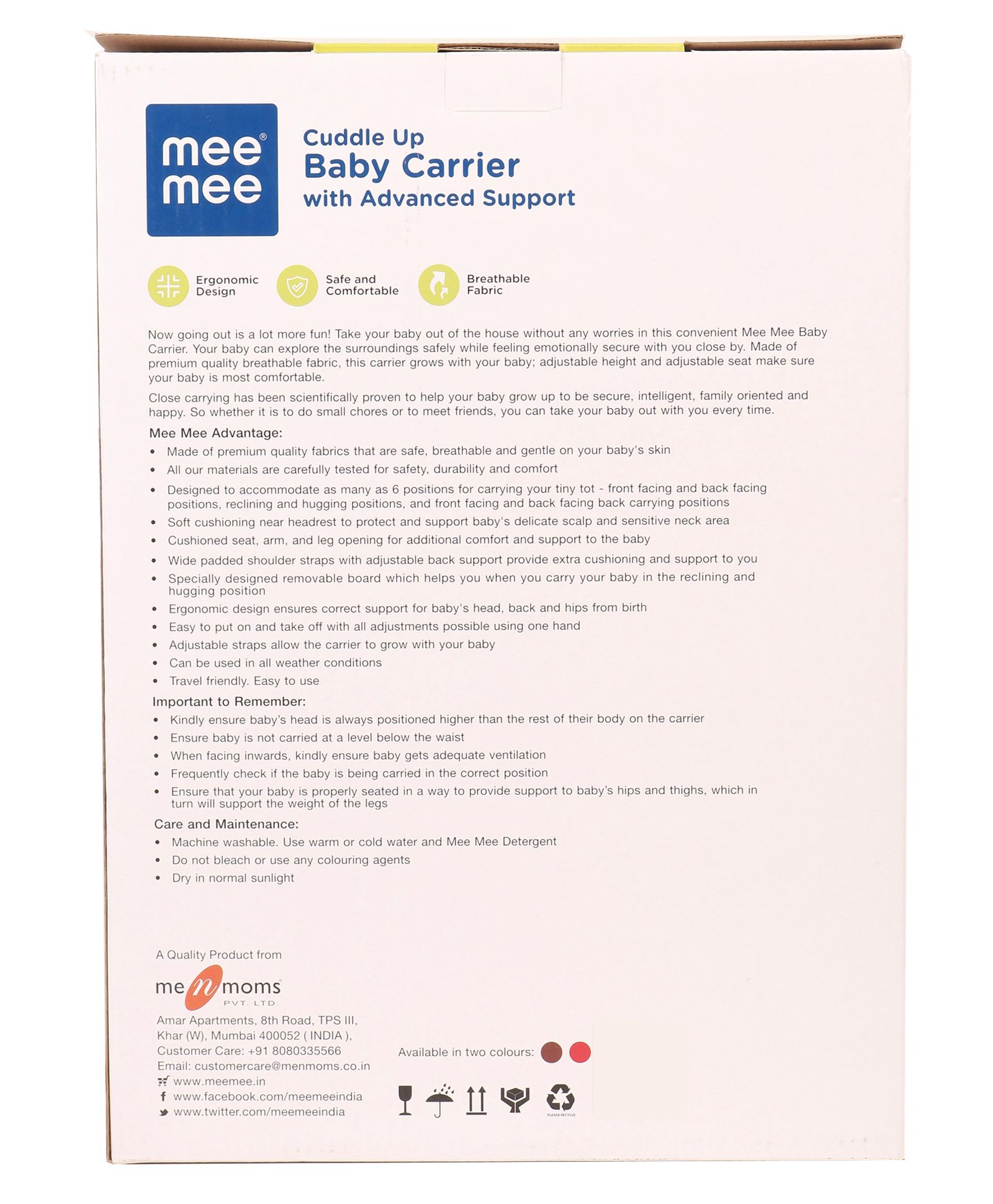 mee mee cuddle up baby carrier