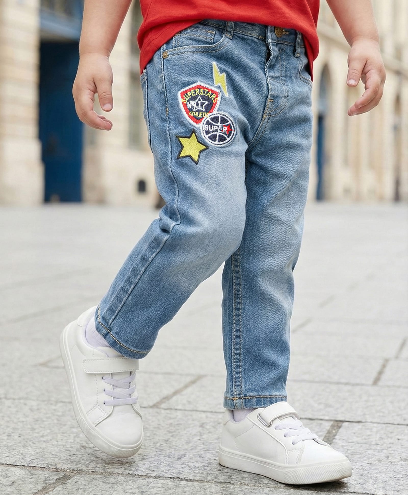 Babyhug Full Length Washed Denim Jeans with Embroidery - Light Blue-picture-24
