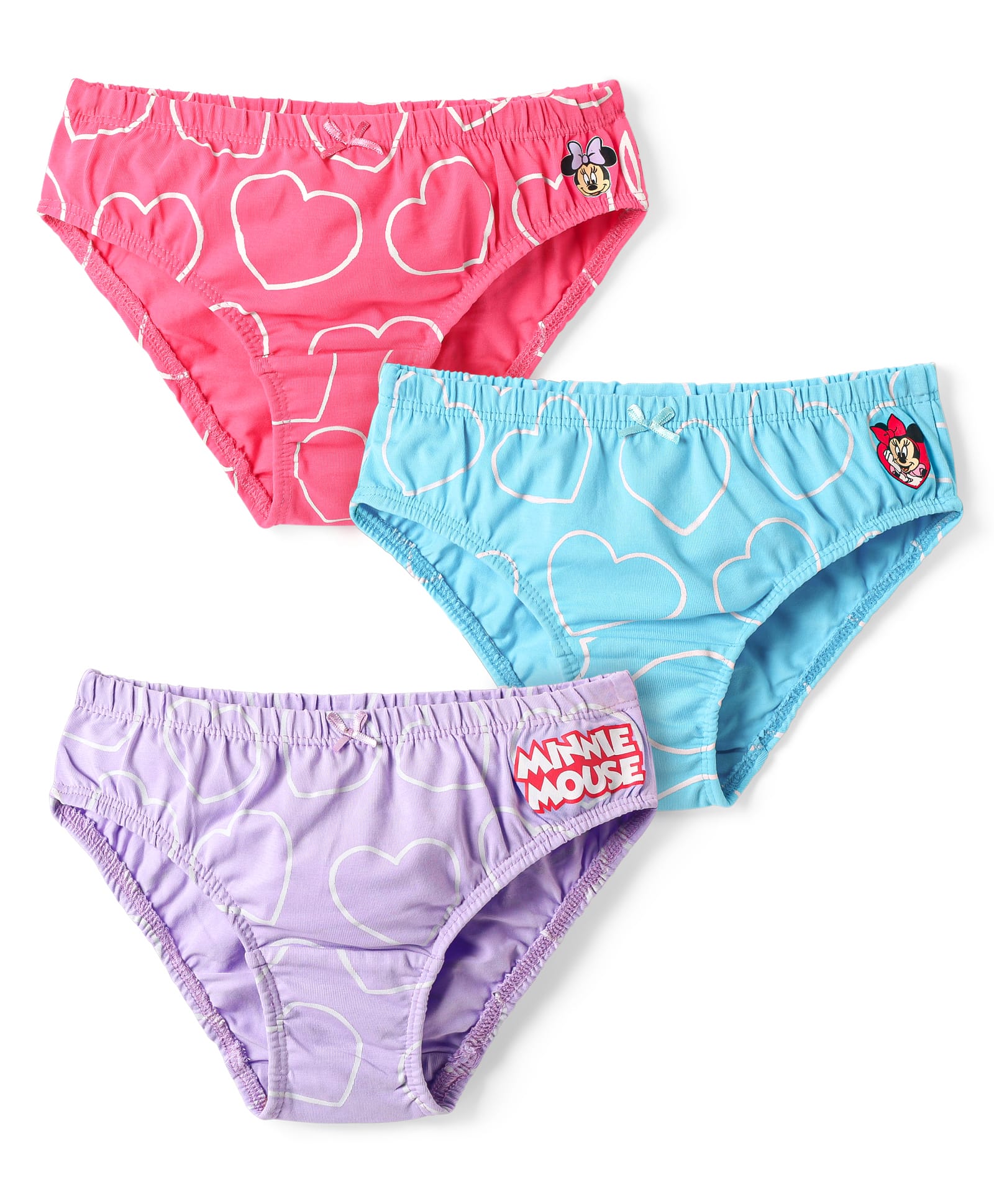 HoneyHap Disney Cotton Lycra Knit Panties with Minnie Mouse GraphicsPack Of 3 -Pink Lilac &Blue-picture-27