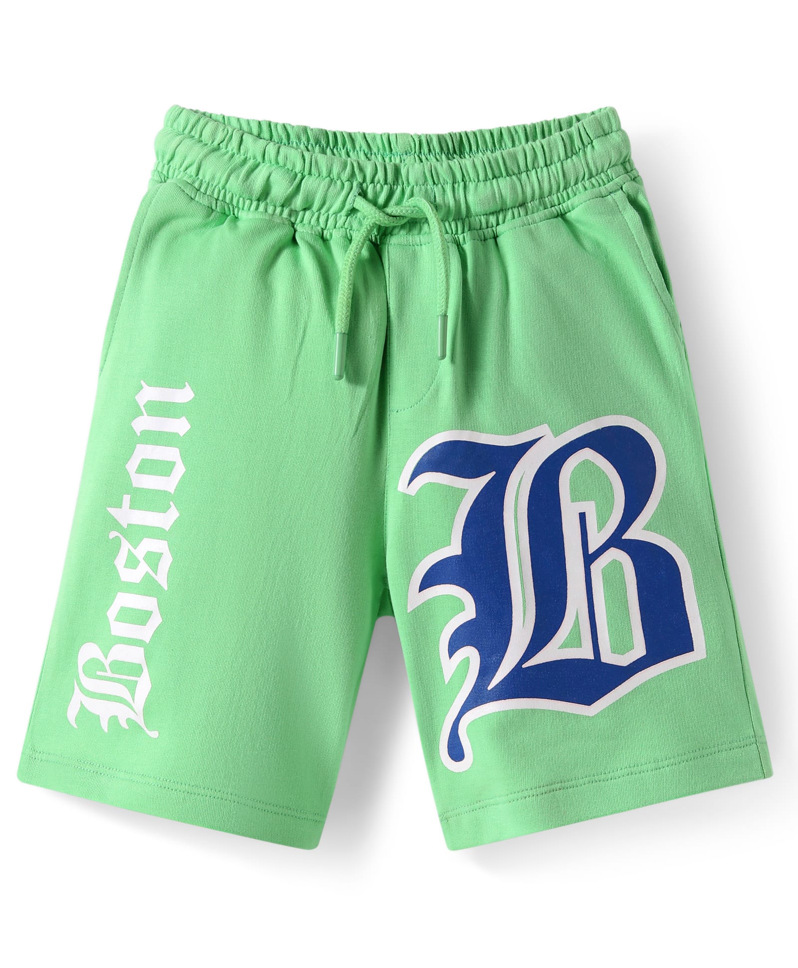 Pine Kids Looper Knit Above Knee Length Shorts with Boston Print - Light Green-picture-25