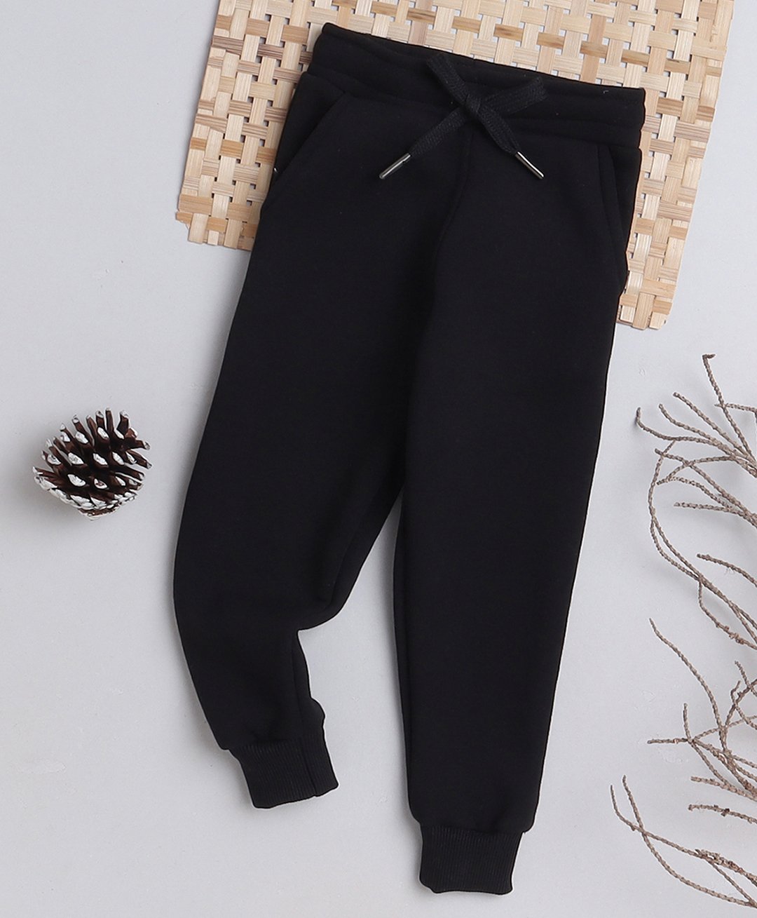 Knitting Doodles Fleece Solid Track Pants - Black-picture-41