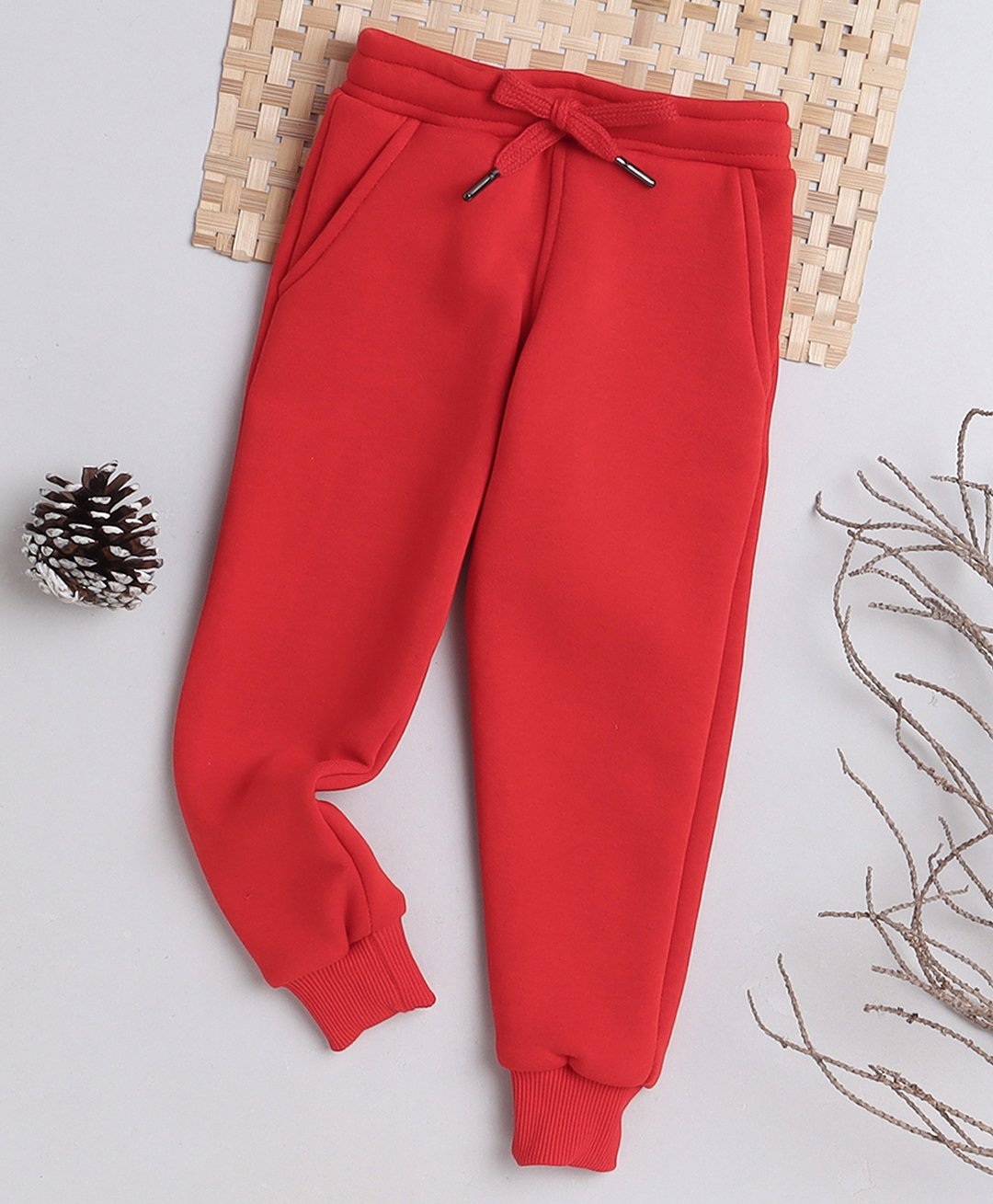 Knitting Doodles Fleece Solid Track Pants - Red-picture-27