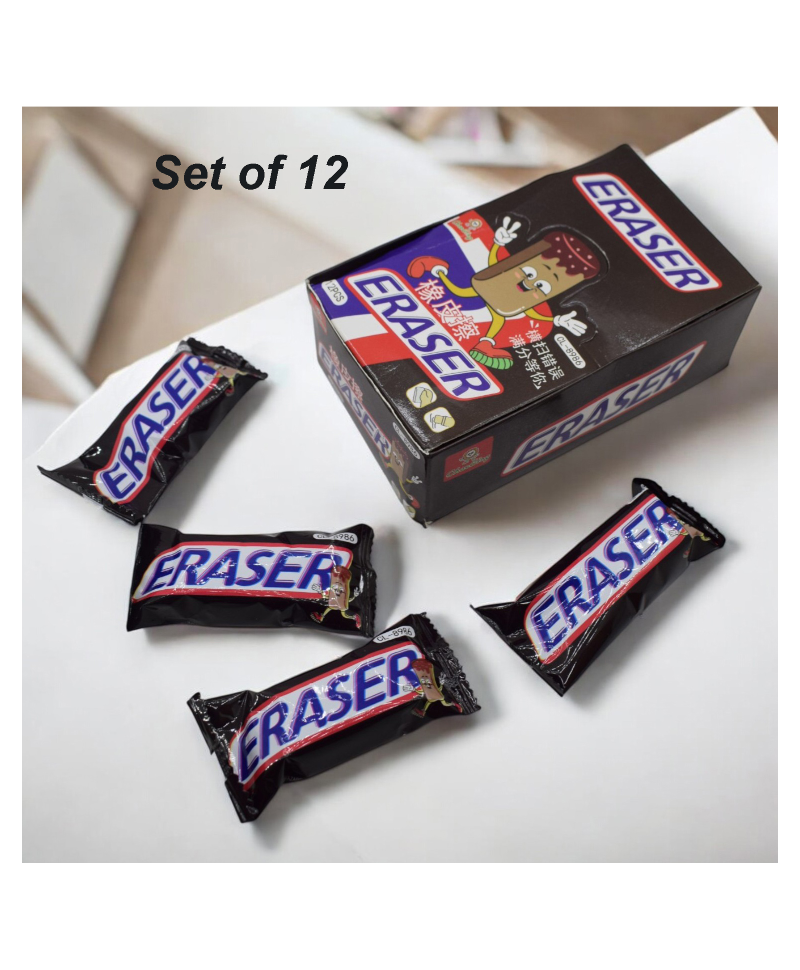 Asera Fancy Erasers for Birthday Return Gifts for Kids (Snickers Erasers, Pack of 12)-picture-8