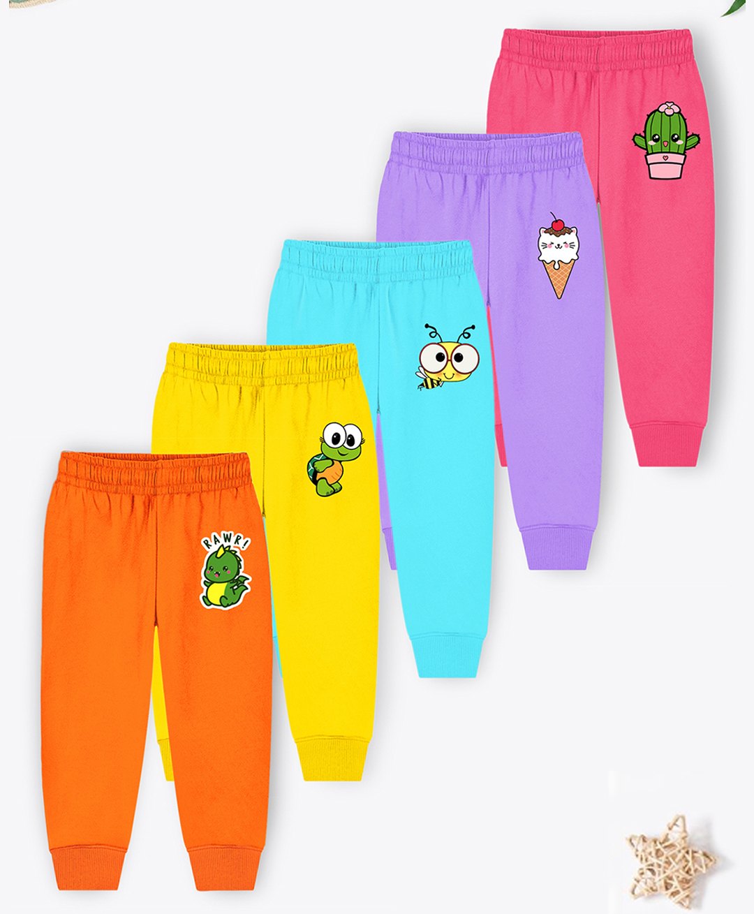Trampoline Cotton Blend Pack Of 5 Tortoise & Ice Cream Printed Pajamas - Multi Colour-picture-33