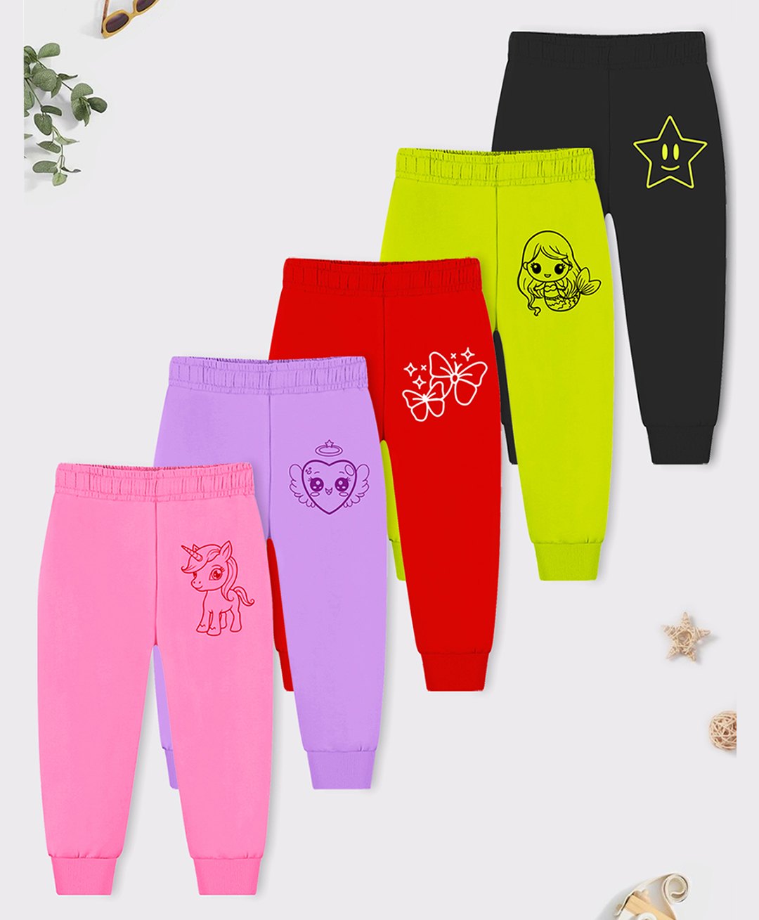 Trampoline Cotton Blend Pack Of 5 Unicorn & Butterflies Printed Pajamas - Multi Colour-picture-20