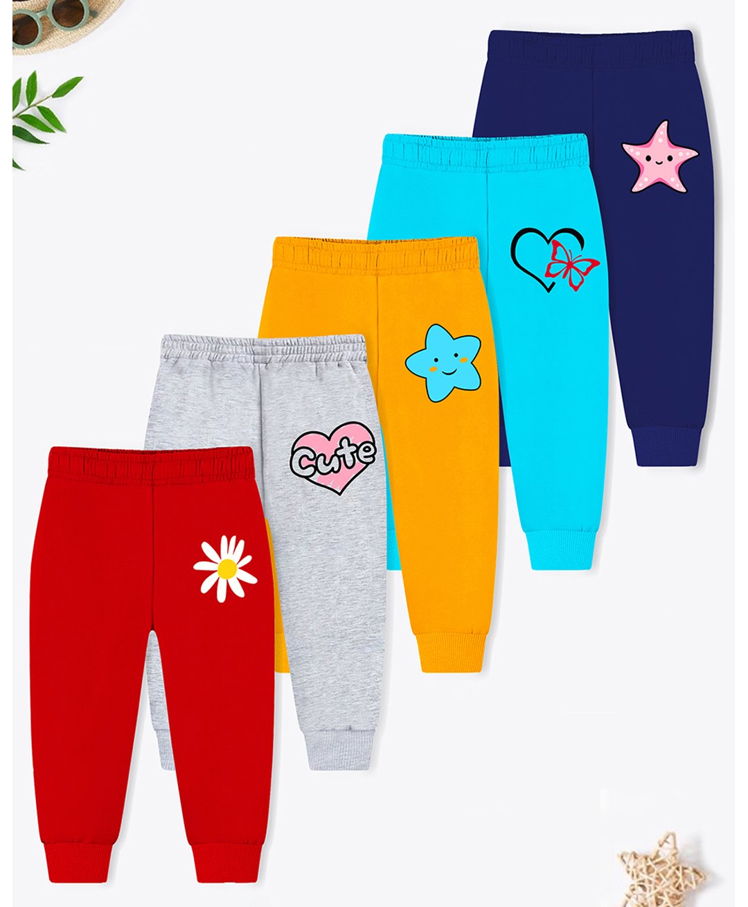 Trampoline Cotton Blend Pack Of 5 Floral & Heart Printed Pajamas - Multi Colour-picture-25