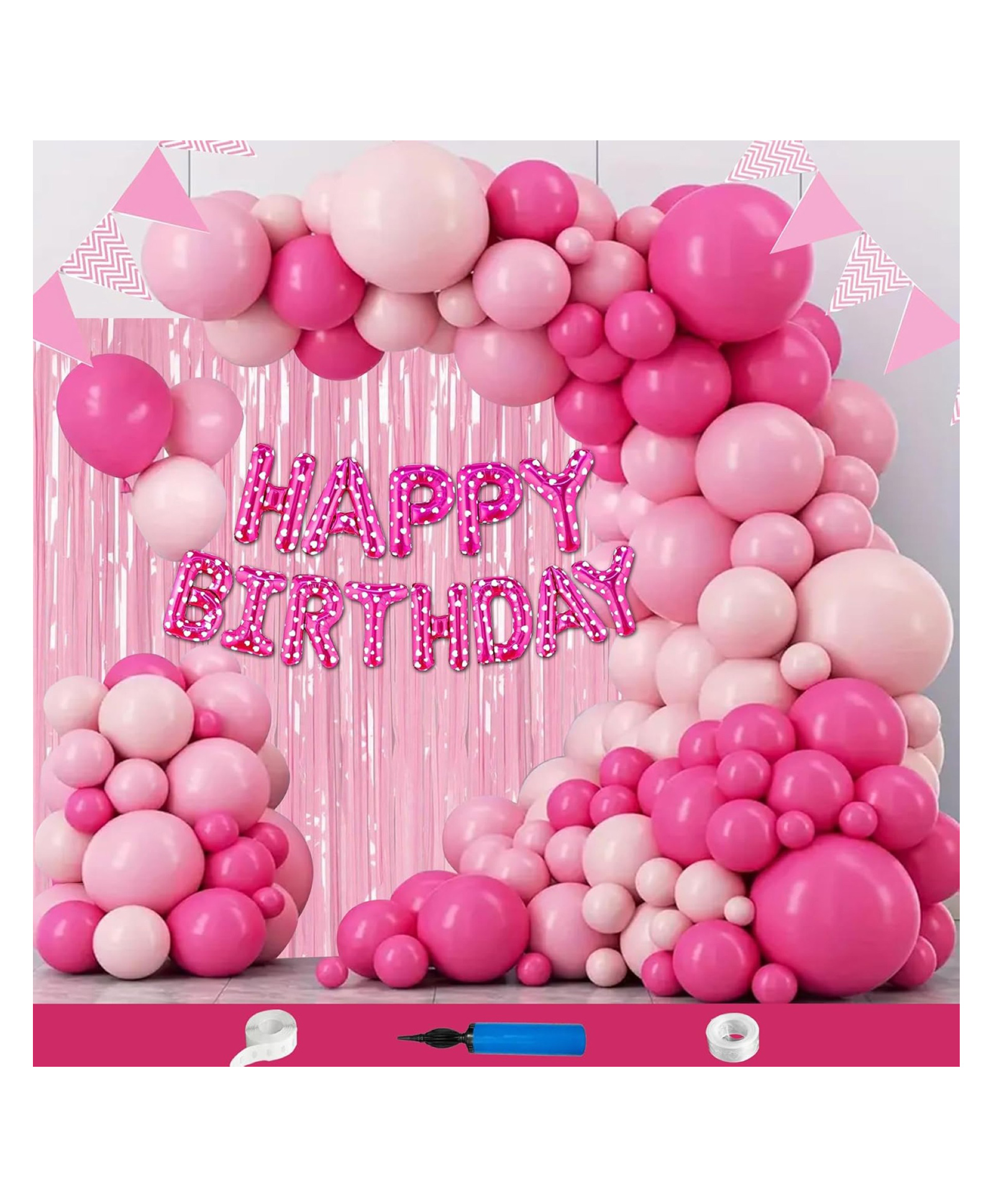 Bubble Trouble Birthday Decoration Items For Girls Party Decoration Kit Balloon Combo Pack Of 106 Pcs Pink Magenta-image-35