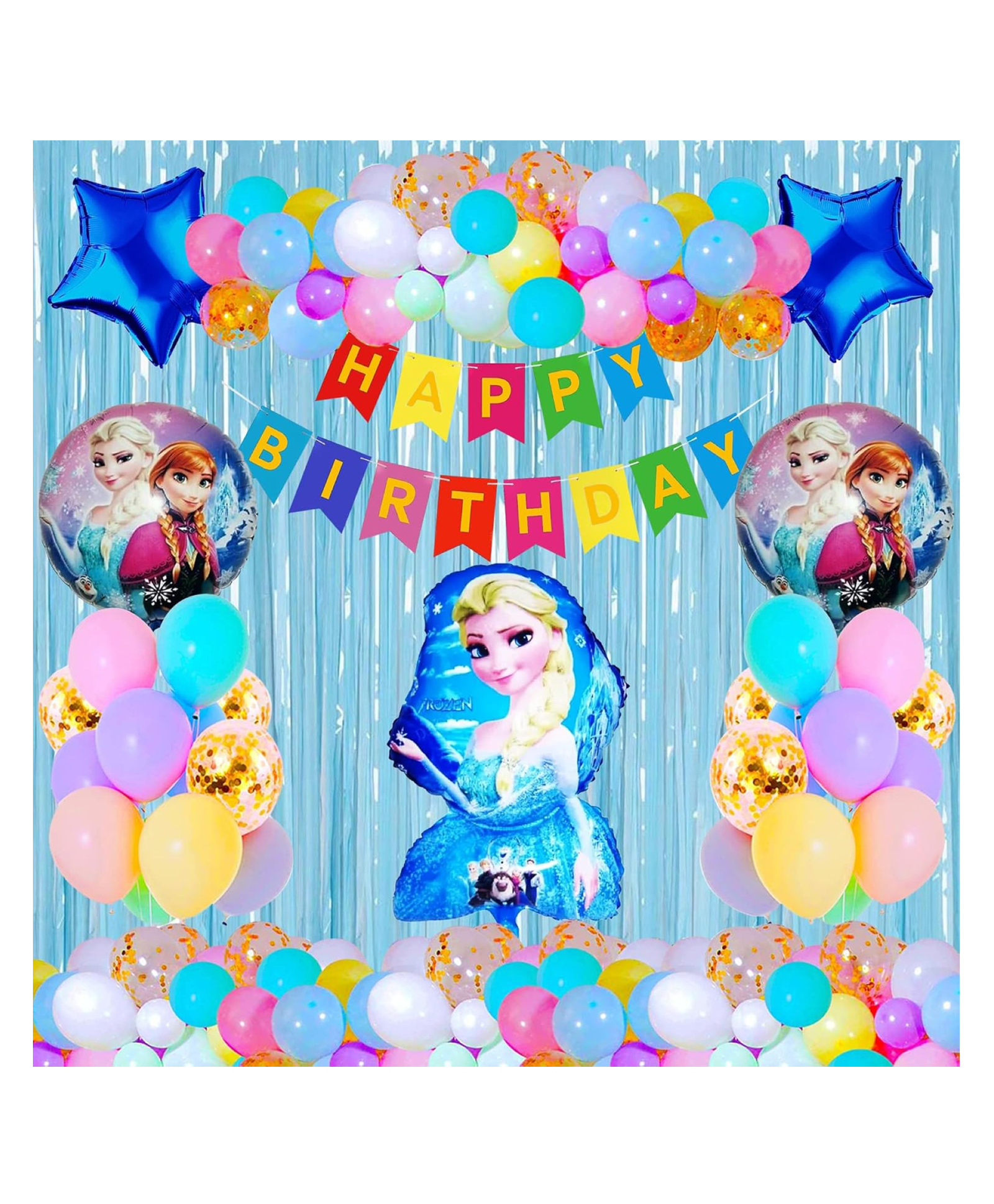 Bubble Trouble Frozen Theme Birthday Decoration Items For Girls Party Decoration Kit Balloon Combo Pack Of 38 Pcs Multicolor-image-4