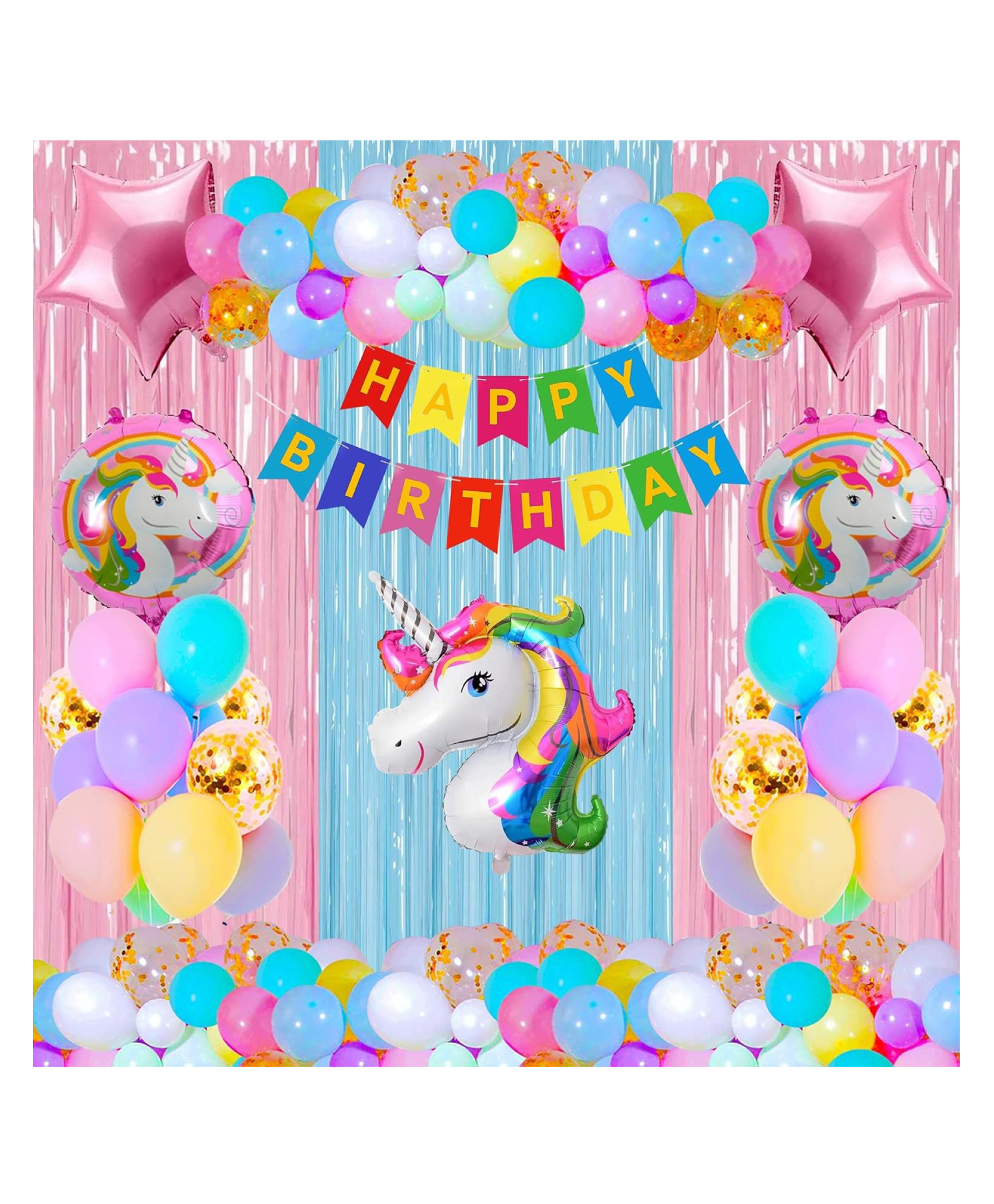 Bubble Trouble Unicorn Theme Birthday Decoration Items For Girls Party Decoration Kit Balloon Combo Pack Of 39 Pcs Multicolor-image-16