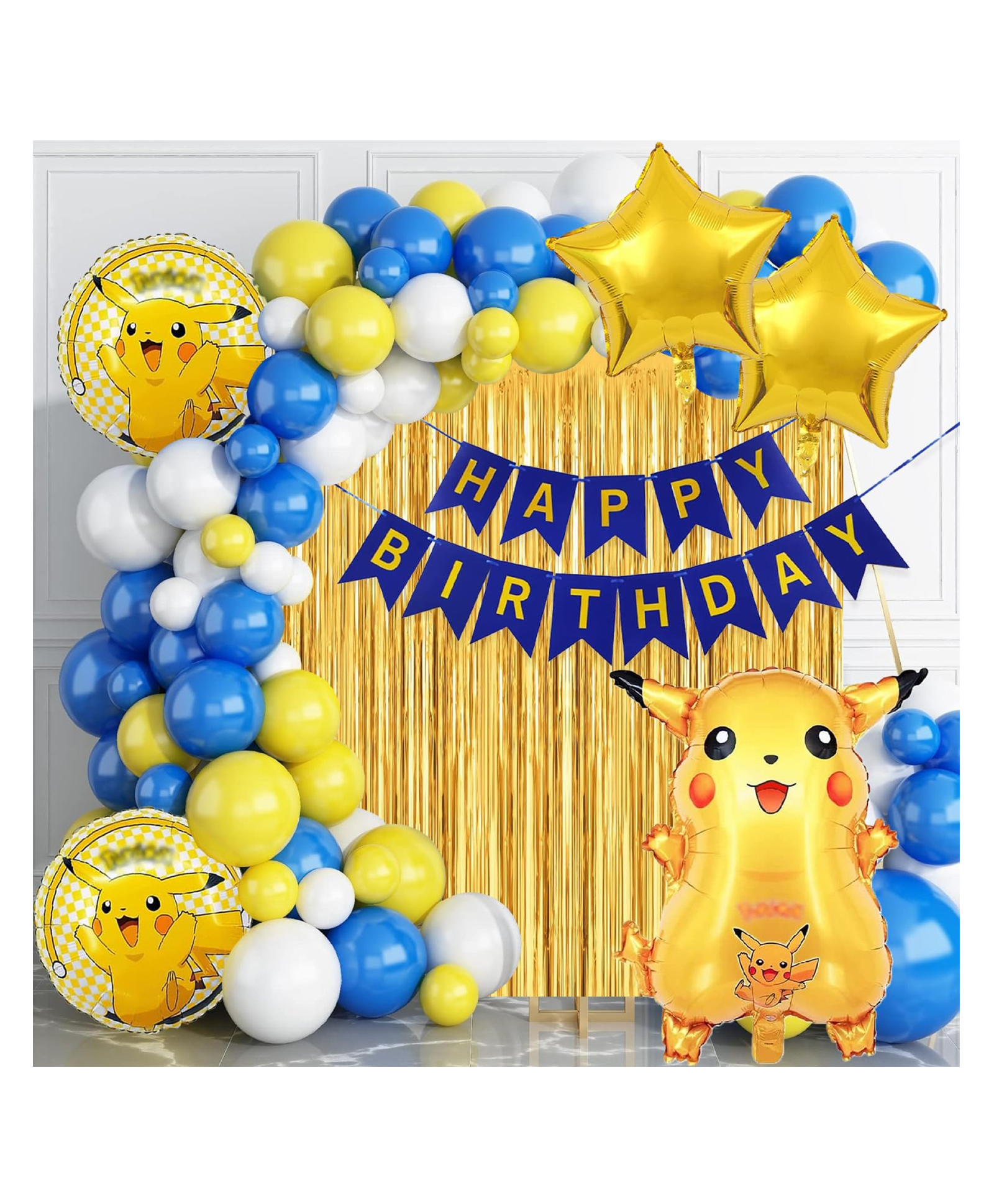 Bubble Trouble Theme Birthday Decorations Combo Set of 54 Pieces for Kids Boys Girls Birthday Decoration Items Poke Mon Birthday Theme Decoration Pekachu Birthday Decoration Items-image-4