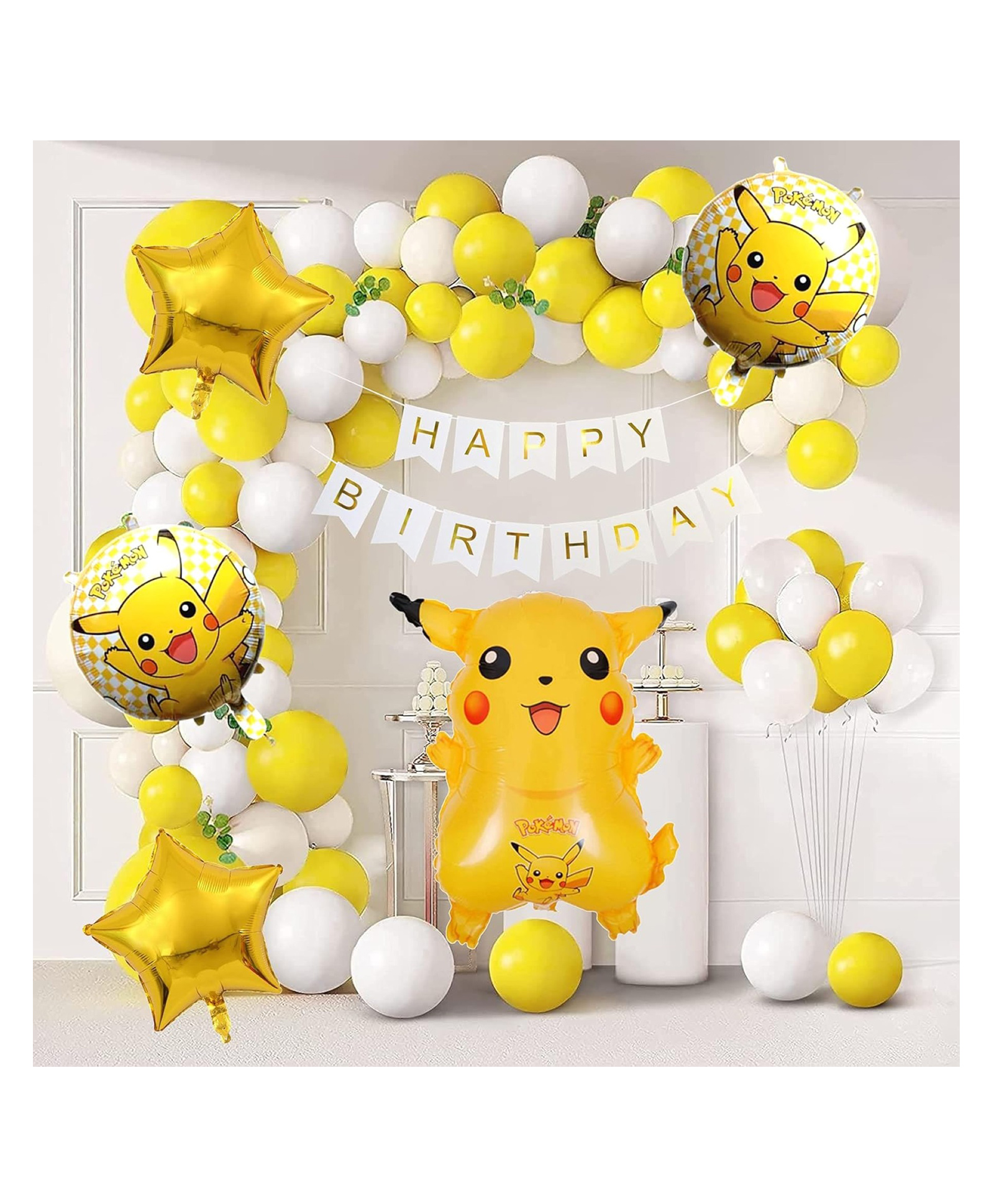 Bubble Trouble Pekachu Pokomon Theme Birthday Decoration Set Of 88 Pcs Multicolor-image-6