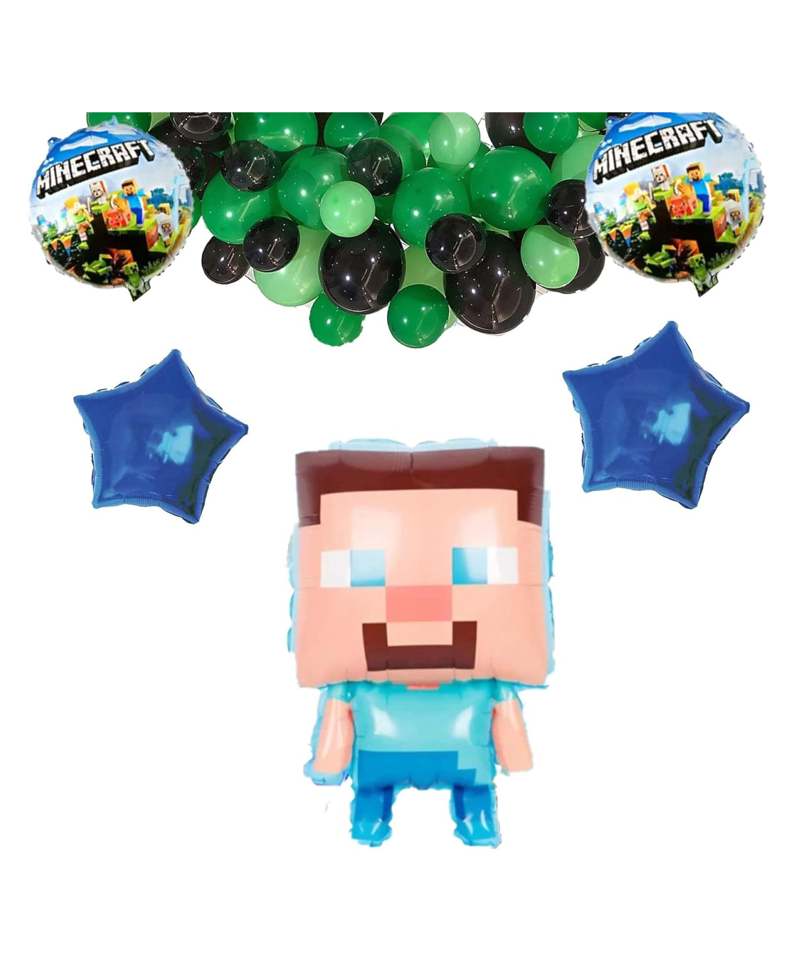 Bubble Trouble Minecraft Theme Birthday Decoration for Boys Girls Kids /Minecraft Cutout Foil /Metalic Balloons Arch Garland Set/ Game Theme Backdrop (25 Pcs)-image-37