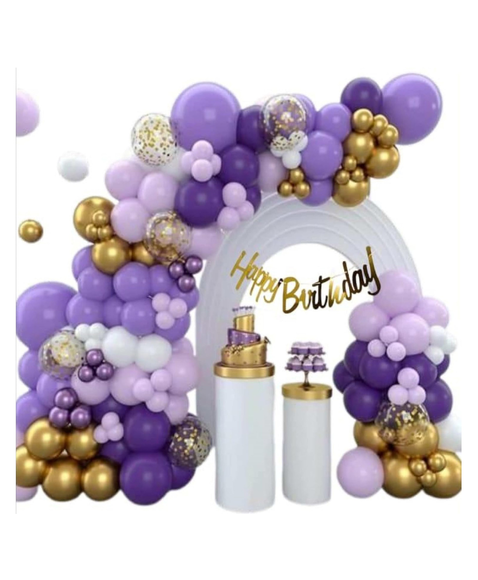 Bubble Trouble Birthday Decoration Items 54 Pc Decoration Set | 15 Pc Purple 6 Pcs Golden Confetti Balloons 15 Pcs Purple Pastel Balloons | Birthday Party Decorations Kit for Boys & Kids-image-46