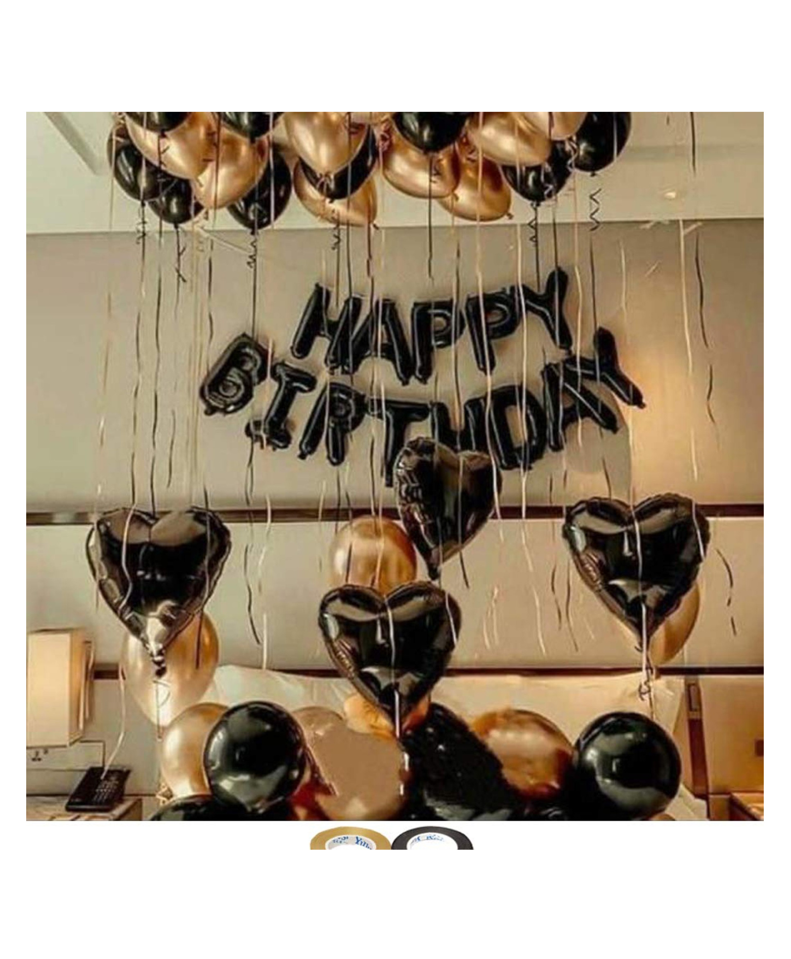 bubble trouble Bubble Trouble(Pack of 49)Happy Birthday Black Foil Balloon Combo Black & Golden Balloons with Matching Curling Ribbon for Birthday Decoration Black & Golden Decoration for birthday decoration kit Happy birthday banner BLACK AND GOLDEN-picture-17