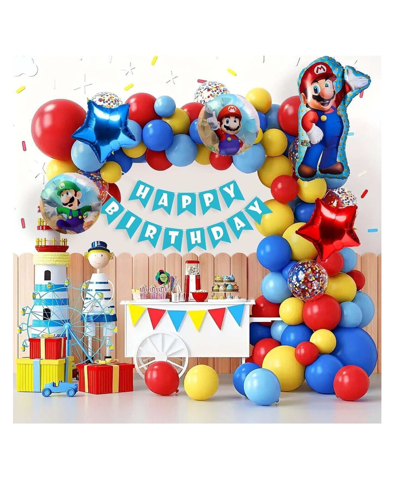 Bubble Trouble Multicolour Theme Super Mario Balloons Garland Birthday Decorations Kit for Kids Boys Rainbow Birthday Balloons for Decorations Super Mario Foil Balloon Set of 67Pcs-image-7