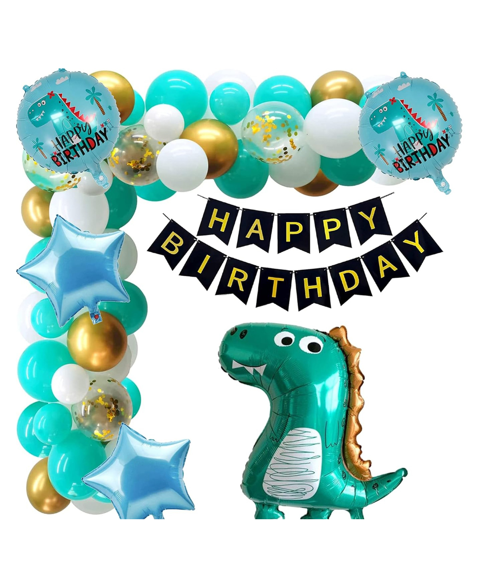 Bubble Trouble Cute Dinosaur Happy Birthday Balloons Arch Making Kit - Pack of 103-picture-36