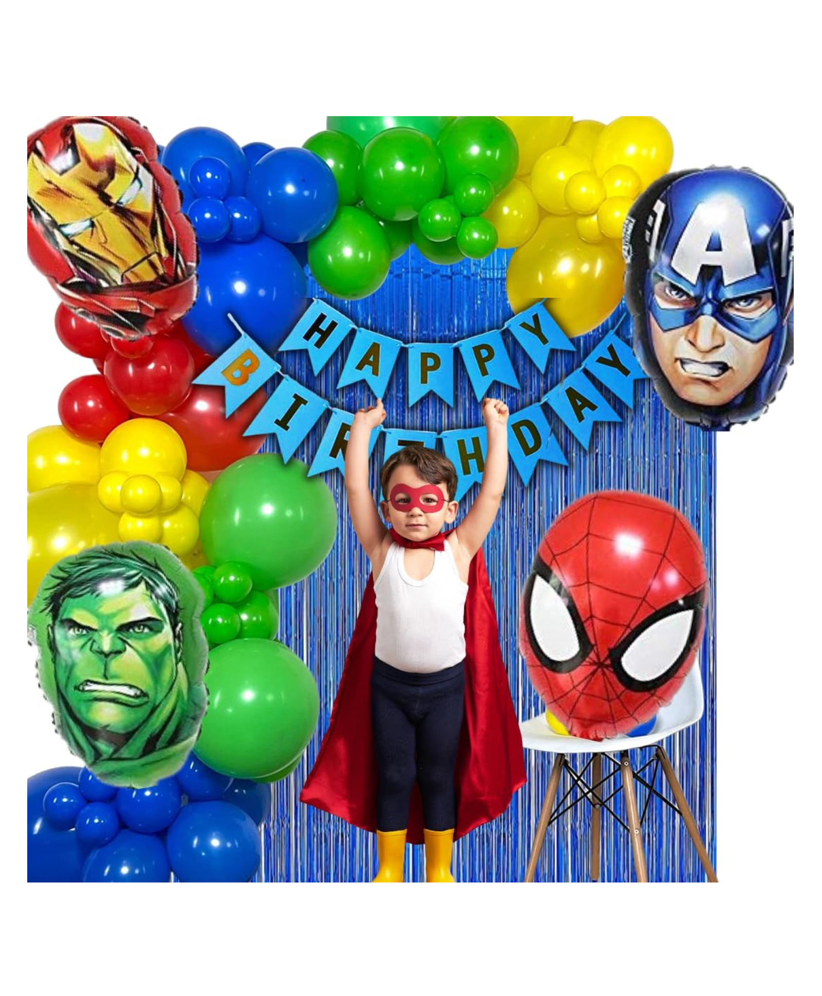 Bubble Trouble Superhero Theme Birthday Decoration for Boys Kids Party Girls Super Hero Birthday Decoration Set Cartoon Theme Birthday Decoration Kit for Boys Comic Super Heroes Party Supplies - Pack of 67-image-4