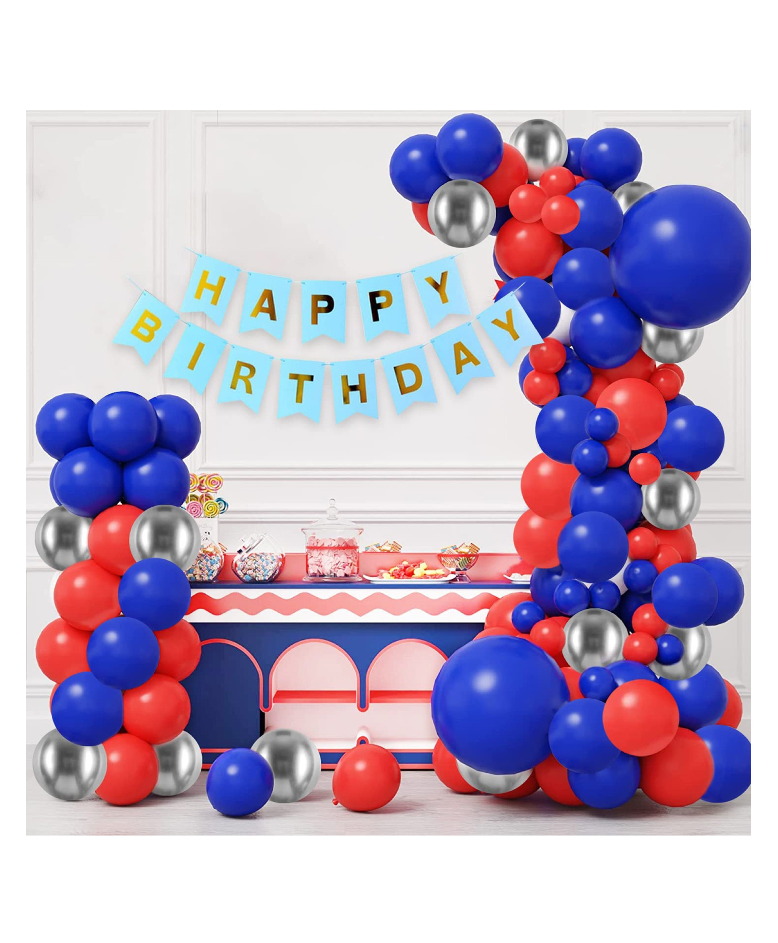 Bubble Trouble Birthday Decoration Items Cute Happy Birthday Decoration Kit | Birthday Decoration Items For Boy | Blue & Red Balloons For Decoration | Blue Happy Birthday Banner - Pack of 63-picture-38