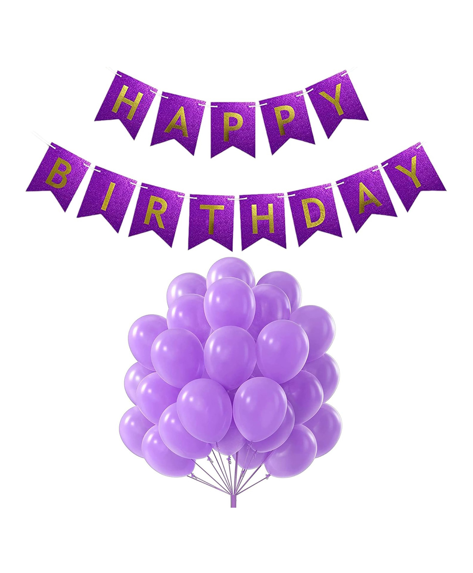 Bubble Trouble Purple & Golden Happy Birthday Paper Banner With 100Pc Purple Pastel Latex Balloons Decoration For Boys Girls Boyfriend Girlfriend Cuple Kids Birthday Celebrations Decorative Items Décor-image-41