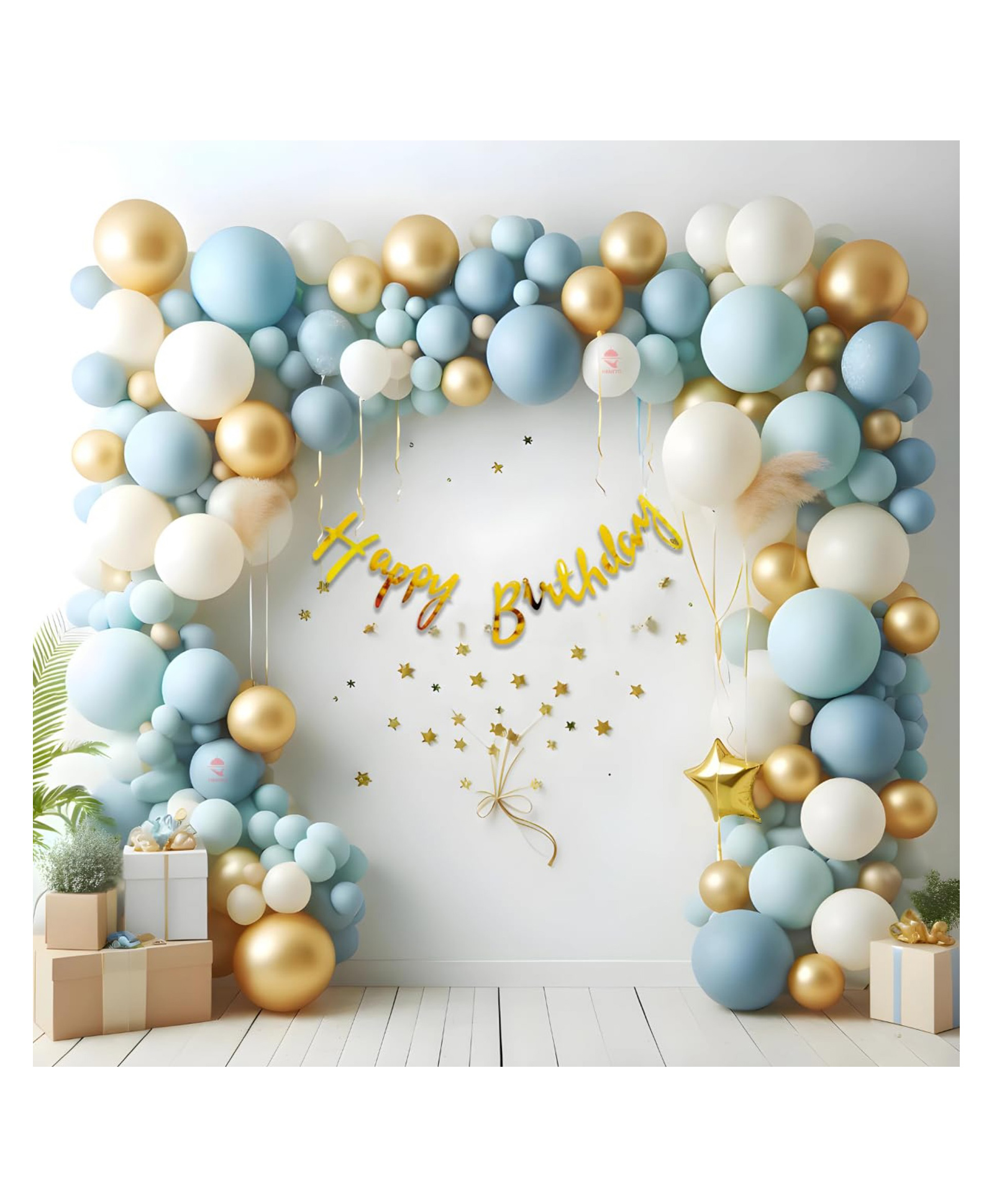Bubble Trouble Blue Birthday Decorations for Men - Happy Birthday Paper Banner ,Silver Blue Black Mettalic Balloons ,Foil Curtain, Balloon Pump, (Pack Of 36)-picture-20