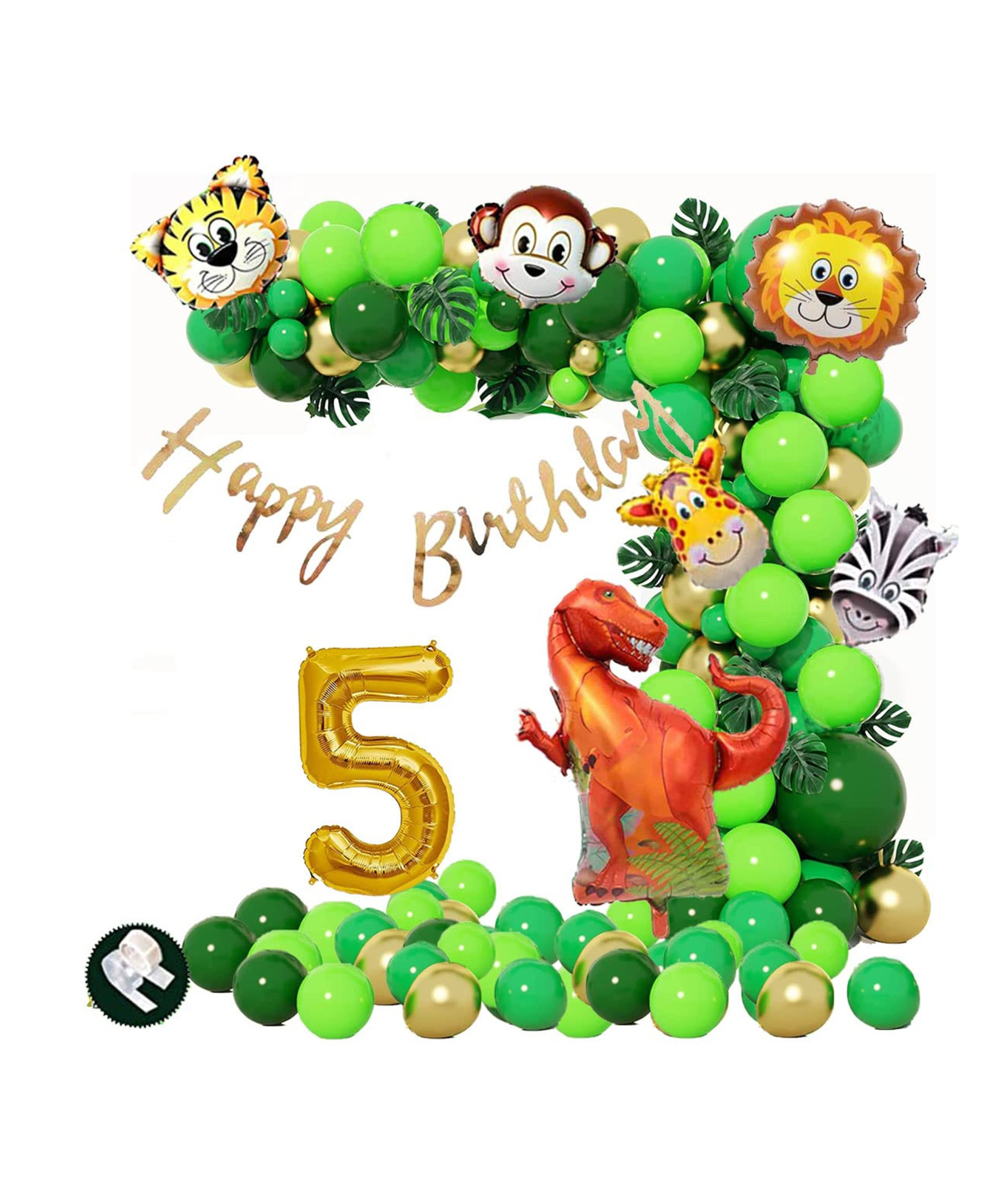 Bubble Trouble Jungle Theme Birthday Decoration Kit/Dinasour Jungle Theme Party Decoration/Animal Foil Balloon For Kids/Animal Theme 5TH Birthday Party Decorations/Animal Balloon Theme Set(72pcs)-image-21