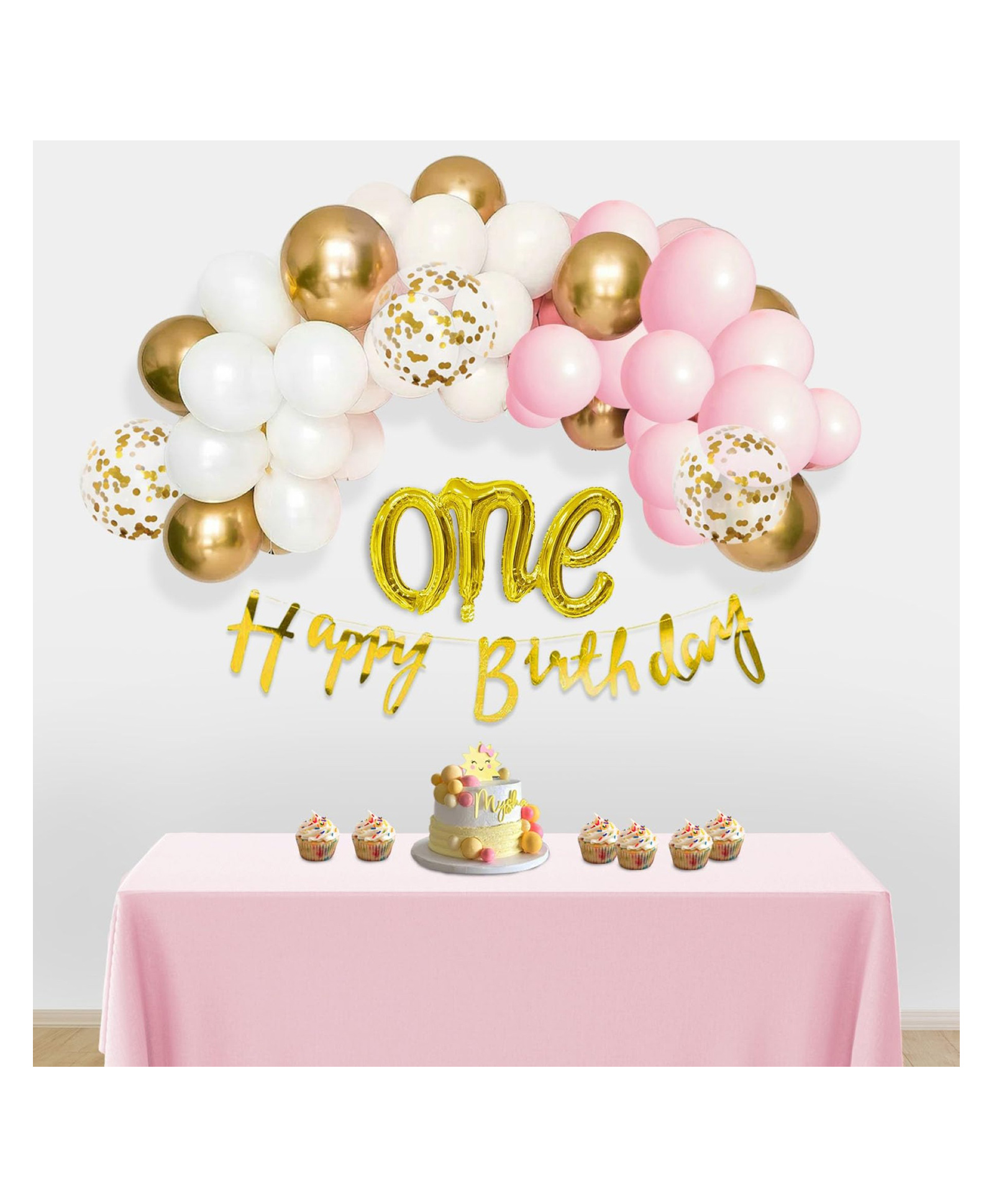 Bubble Trouble 1st Birthday Decoration Kit 40Pcs First Birthday Decoration Items | One Foil Balloon For First Birthday | Pastel Balloon Decoration For Birthday | Happy Birthday Banner (Cardstock)-image-45