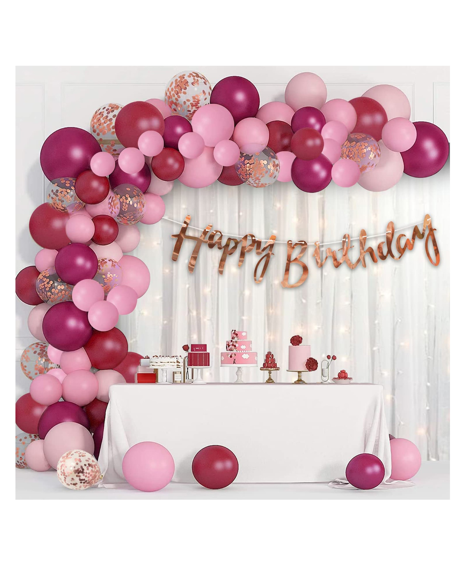 Bubble Trouble Burgundy Birthday Decoration Items 69Pcs Happy Birthday Decorations Kit Burgundy Balloons For Birthday Decorations Rose Gold Confetti Balloons Birthday Decoration Items For Girls-picture-23