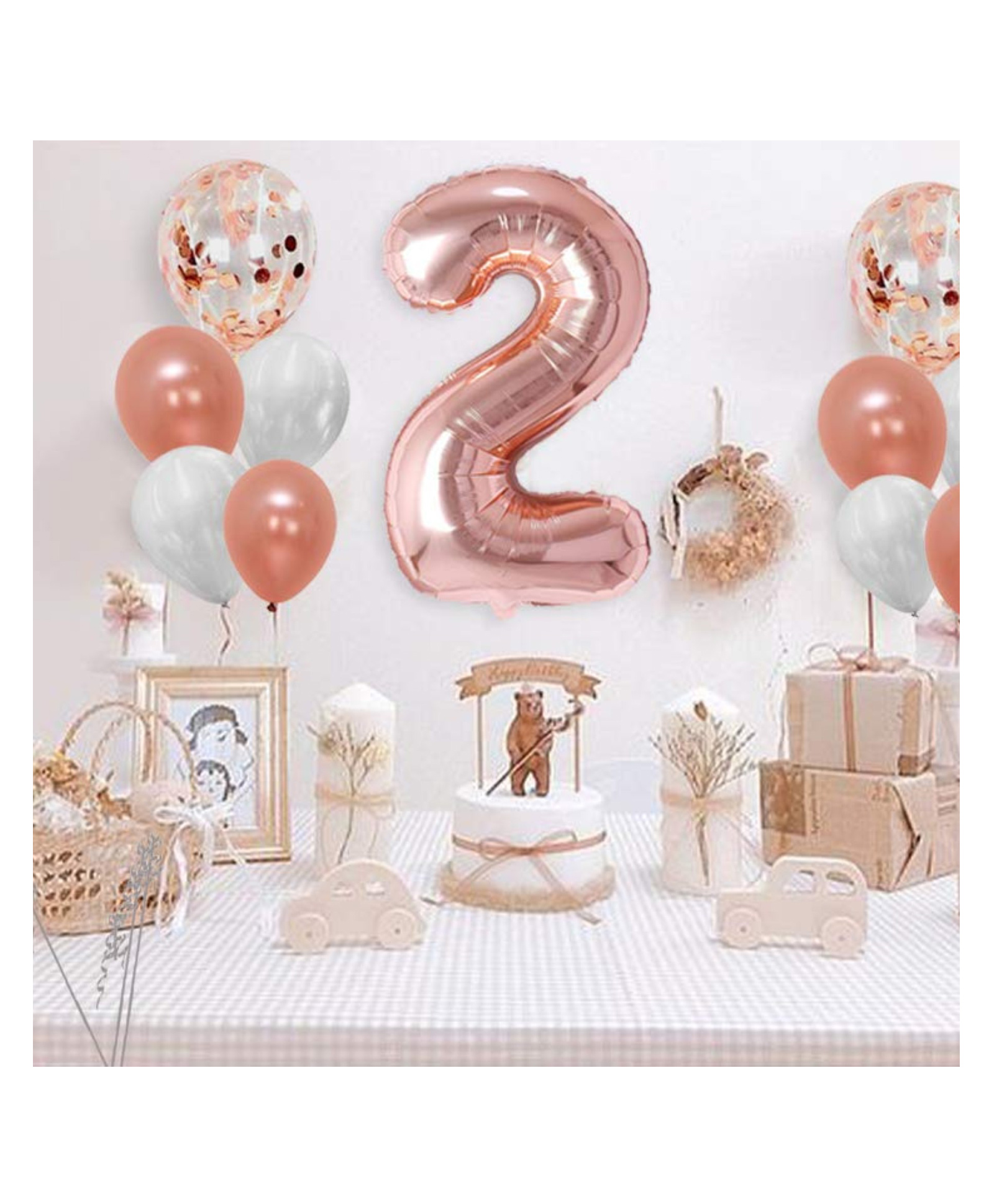 Bubble Trouble 16 Inch 2 Number Rose Gold Foil Balloon Combo with Confetti & Metallic Balloons Bouquet for 2nd Birthday Girl Party Decorations/Wedding Anniversary Decoration Items Rosegold-image-15