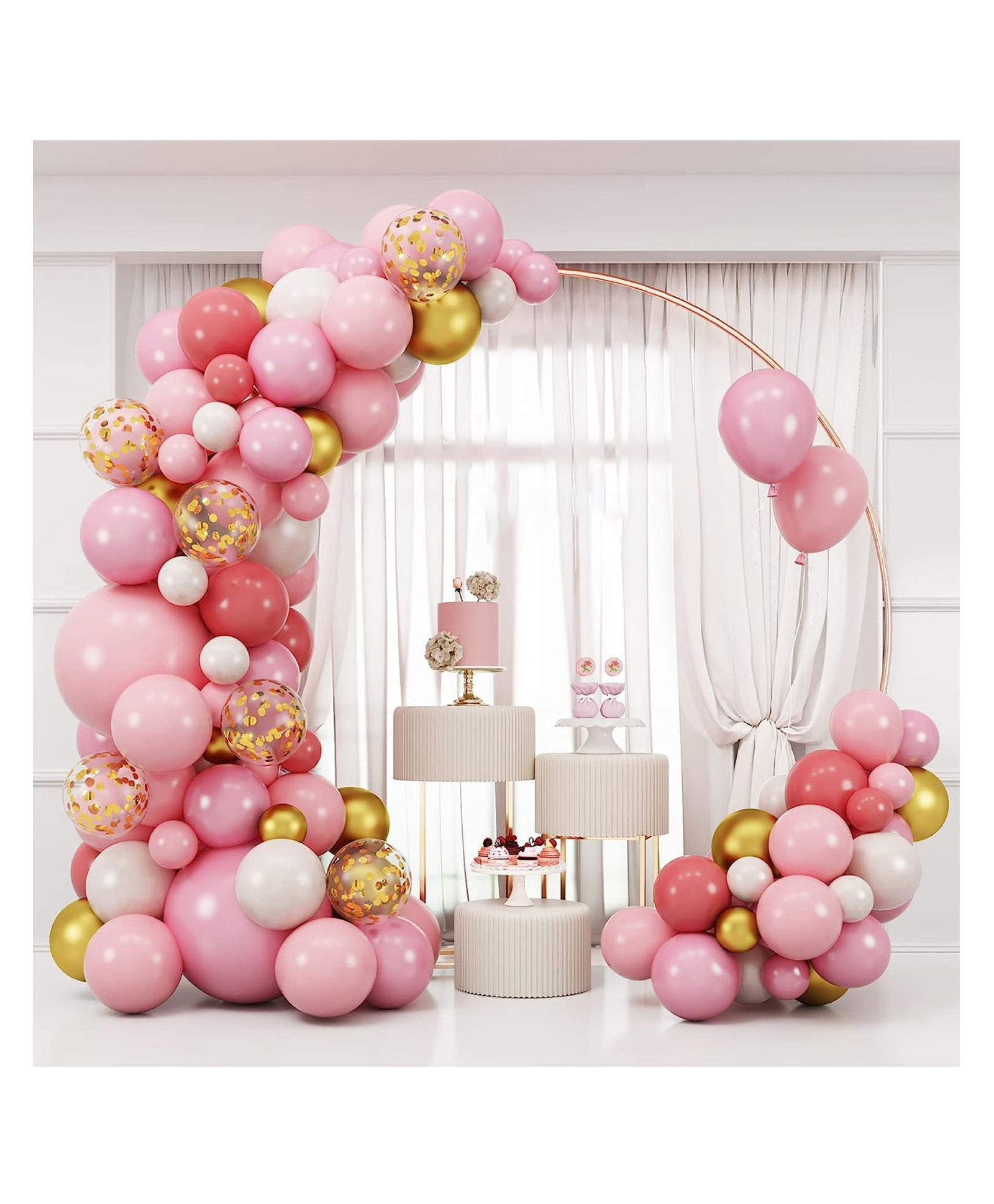 Bubble Trouble Pink Theme Rubber Balloons Garland Decorations Set of 77 Pcs Arch Balloons Decoration Kit for Girls First BirthdayWedding Anniversary Decoration ItemsBaby Shower Balloons Set-image-44