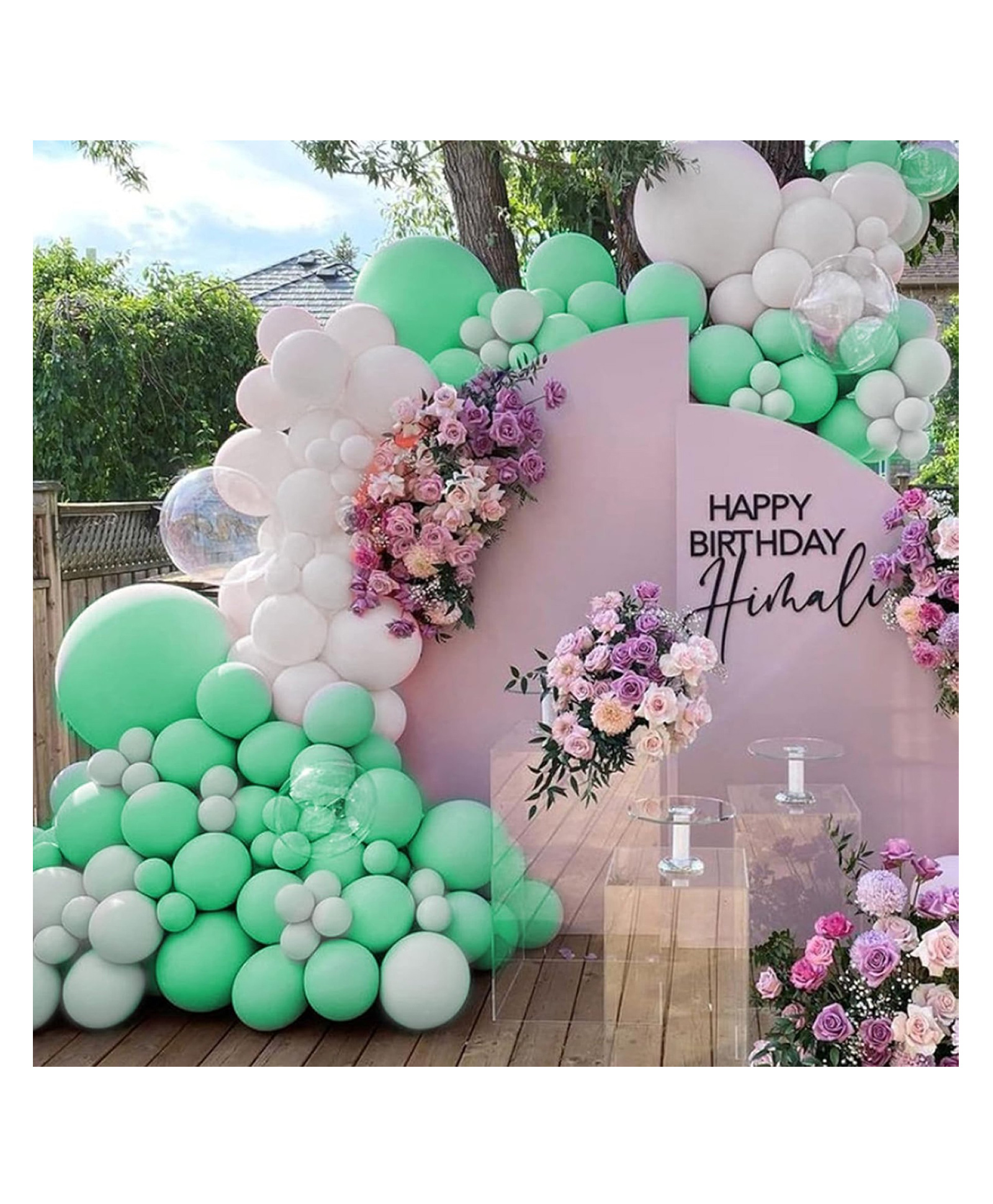 Bubble Trouble Green & White Pastel Balloons For Birthday/Anniversary/Engagement/Wedding/Baby Shower/Farewell/Any Special Event Theme Party Decoration Pack of 50-image-37