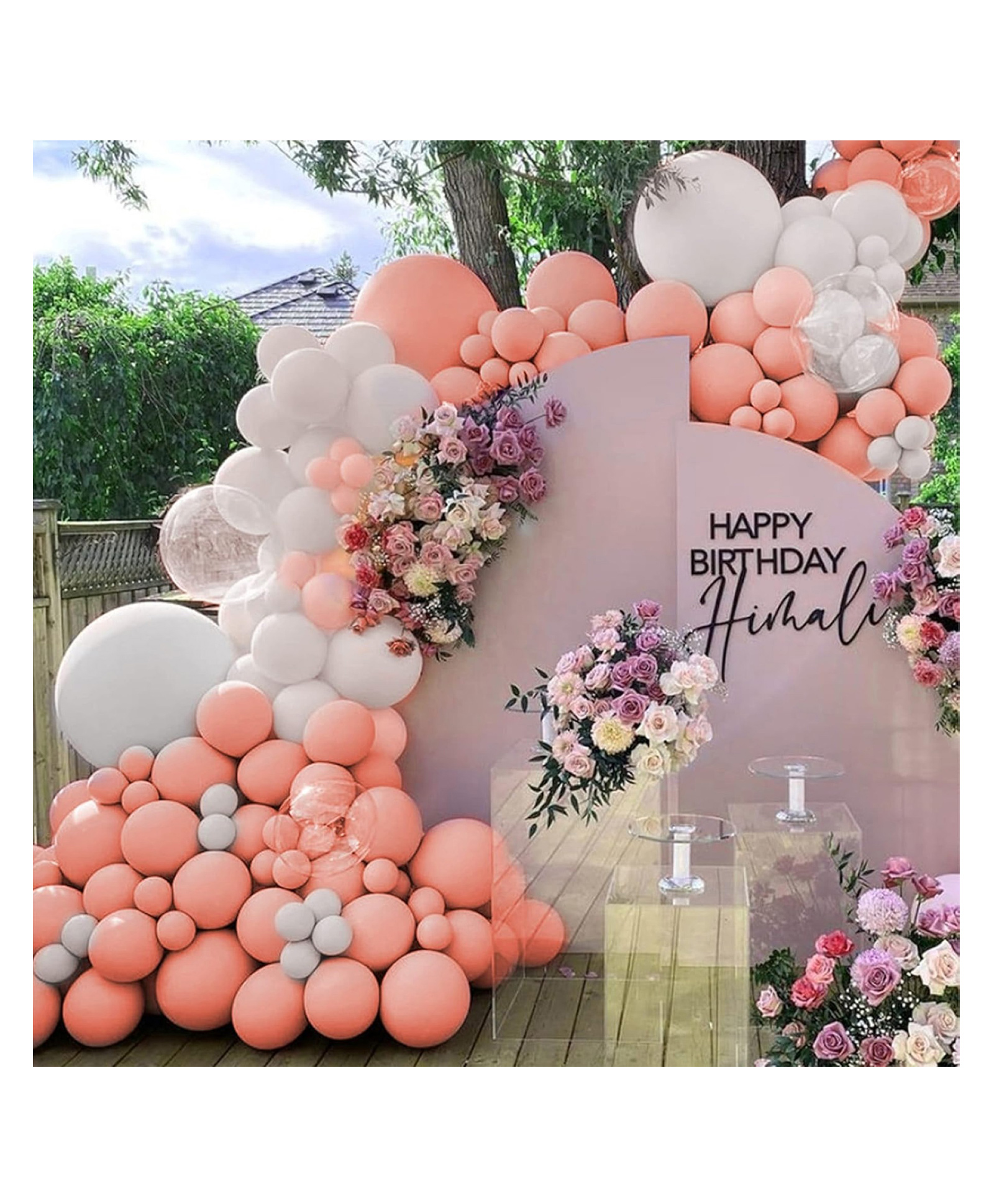 Bubble Trouble Peach & White Pastel Balloons For Birthday/Anniversary/Engagement/Wedding/Baby Shower/Farewell/Any Special Event Theme Party Decoration (Peach & White Pastel)-image-4