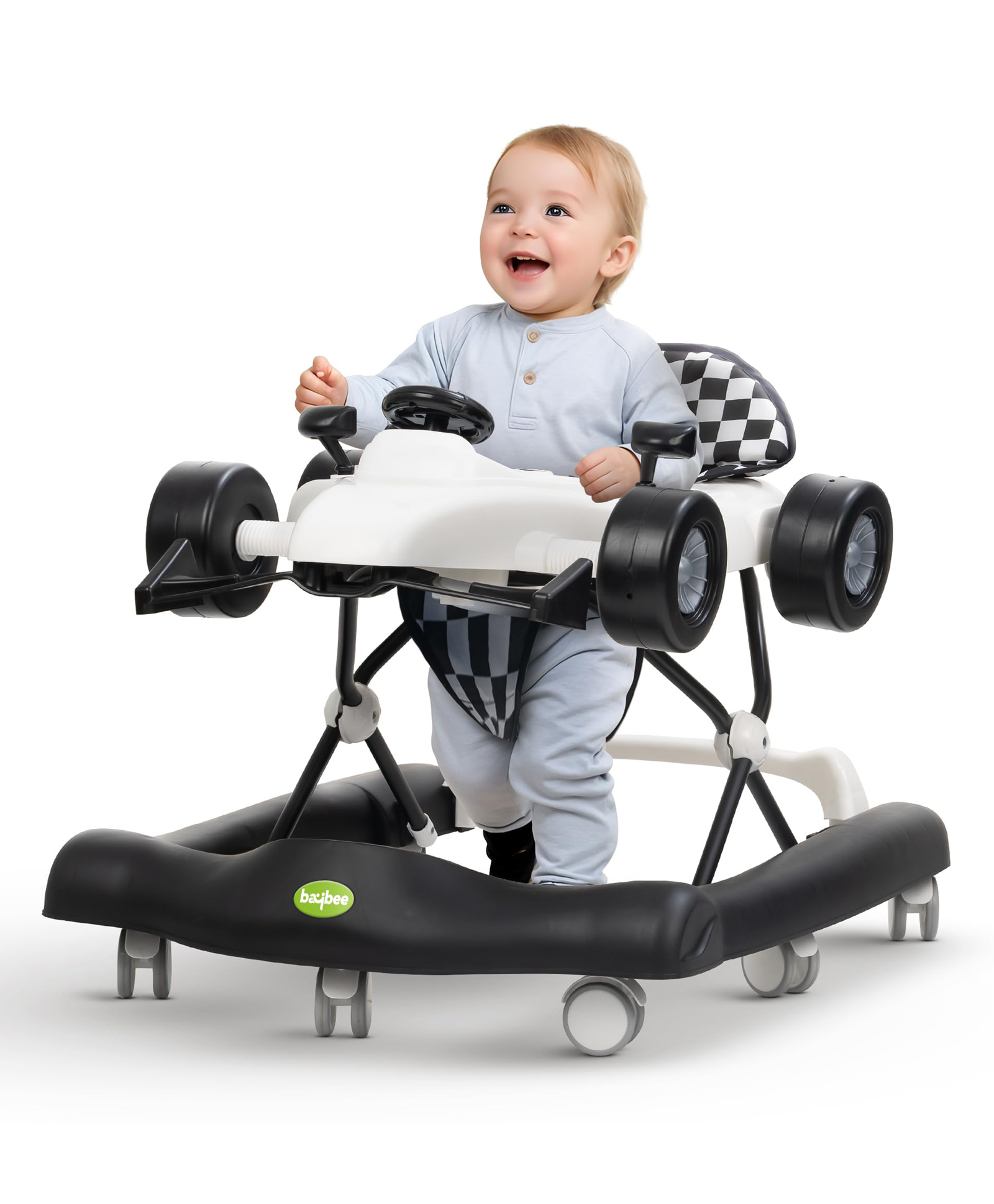 Baybee F1 2 in 1 Baby Walker for Kids Portable Kids Walker with 3 Height Adjustable & High Back Seat Push Walker for Baby with Toy Light and Music (White)-image-3