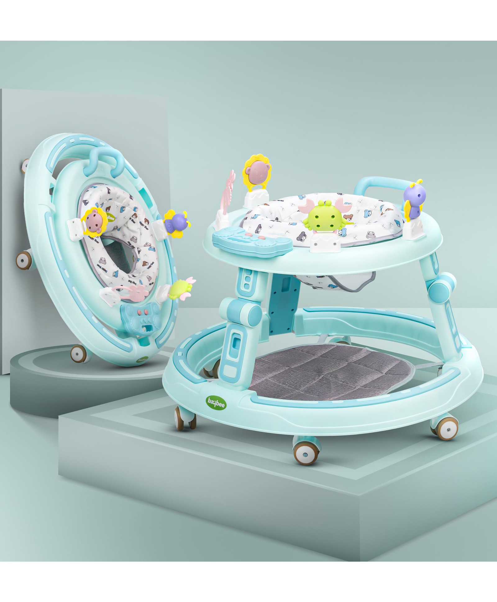 Baybee Whizz Baby Walker for Kids Portable Round Kids Walker with 3 Height Adjustable, 360 Rotation & Musical Toy Bar (Blue)-image-44
