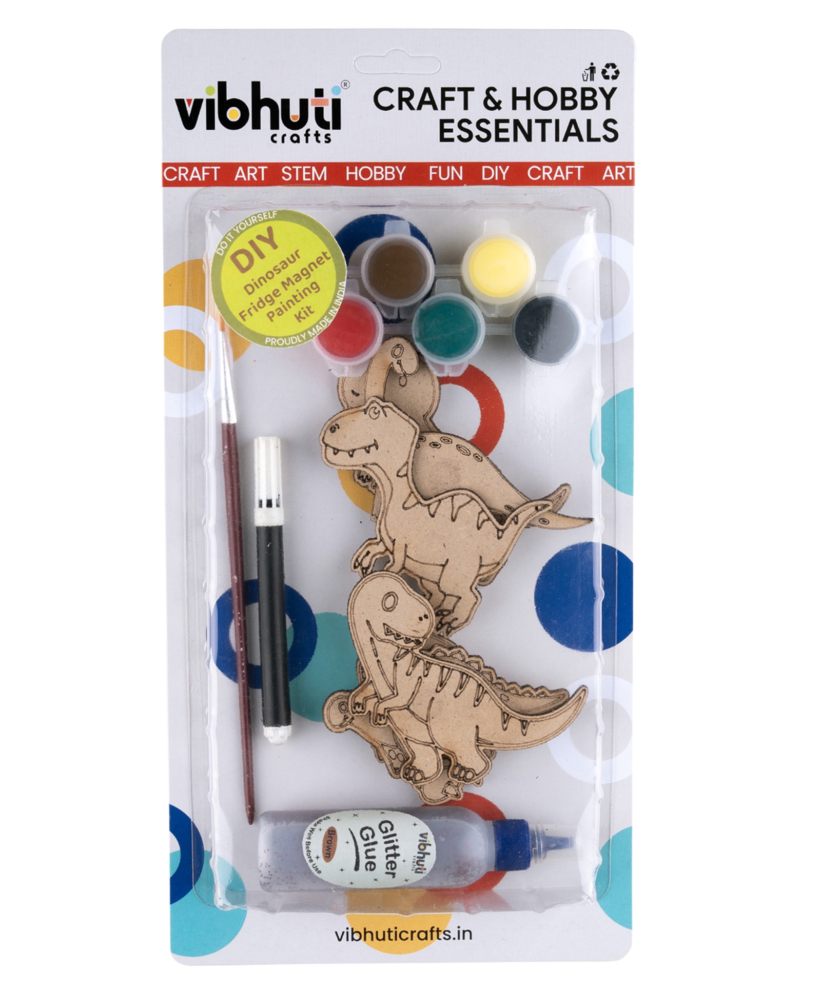 Vibhuti Crafts DIY Dino Fridge Magnet KitDinosaur-Themed Craft Set with Paints, Brush & DecorationsPerfect for Kids'Gifts & Party Activities-image-36
