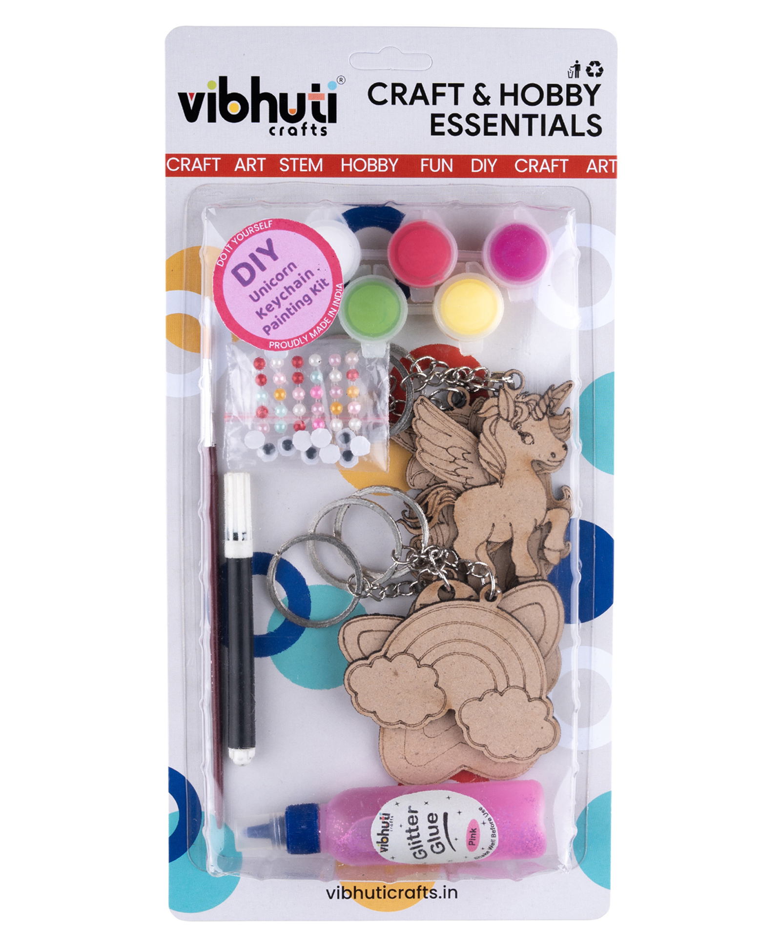 Vibhuti Crafts DIY Unicorn Keychain KitUnicorn Keychain Cutouts with Paints, Brush & DecorationsPerfect for Kids and Adults, Personalized Gifting Option-image-8