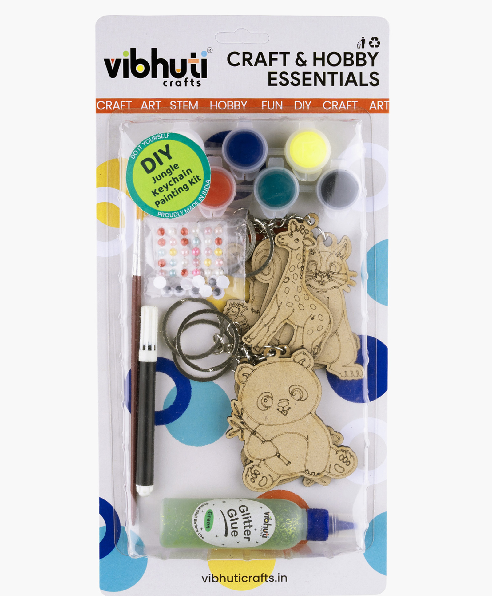 Vibhuti Crafts DIY Jungle Keychain KitJungle-themed Keychain Cutouts with Paints, Brush & DecorationsPerfect for Kids, Personalized Gifting and Party Activities-image-31
