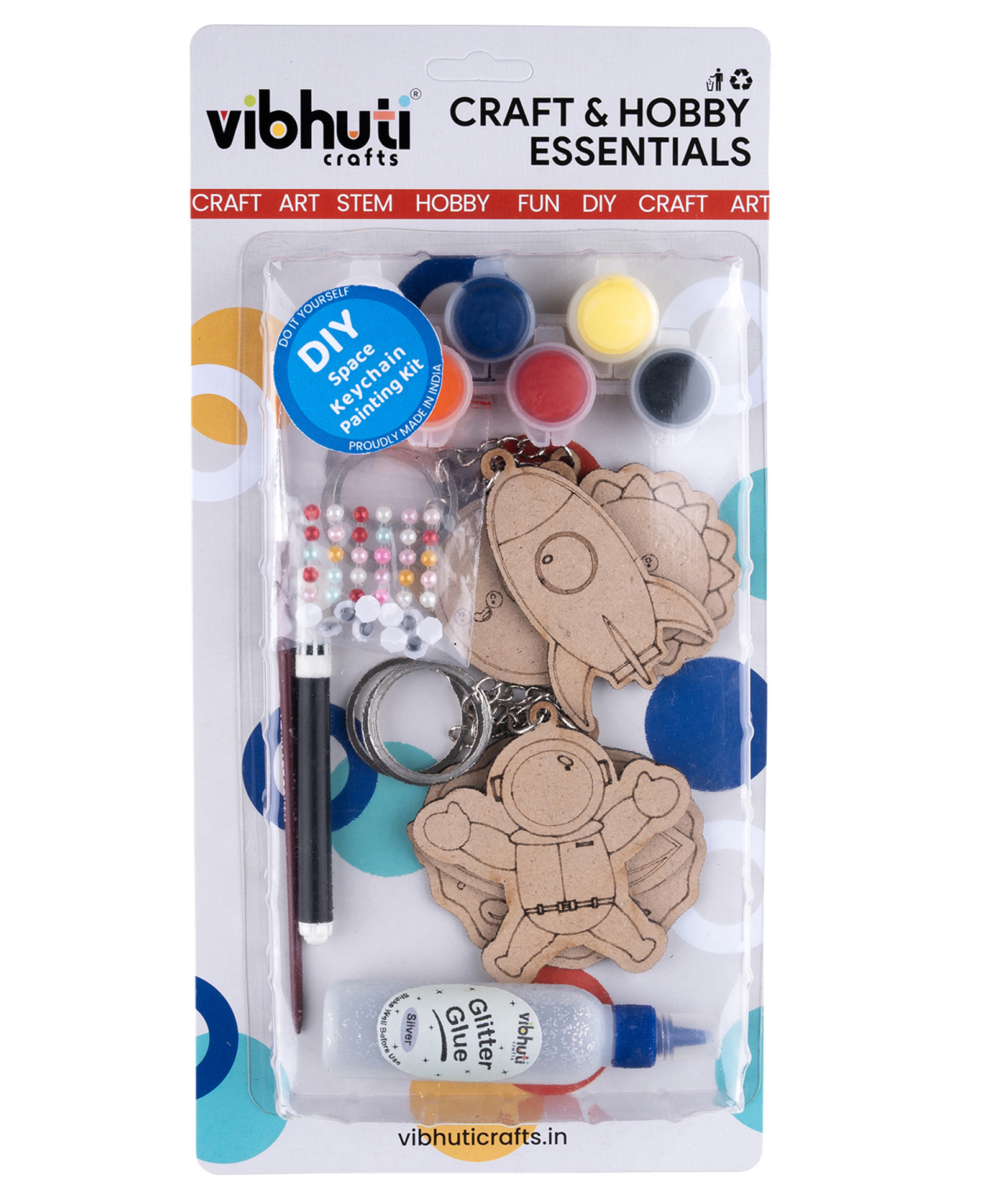 Vibhuti Crafts DIY Space Keychain KitSpace-themed Keychain Cutouts with Paints, Brush & DecorationsFun Craft for Kids & Adults, Personalized Gifts, Space Party Favors, and Keychain Painting Projects-picture-20